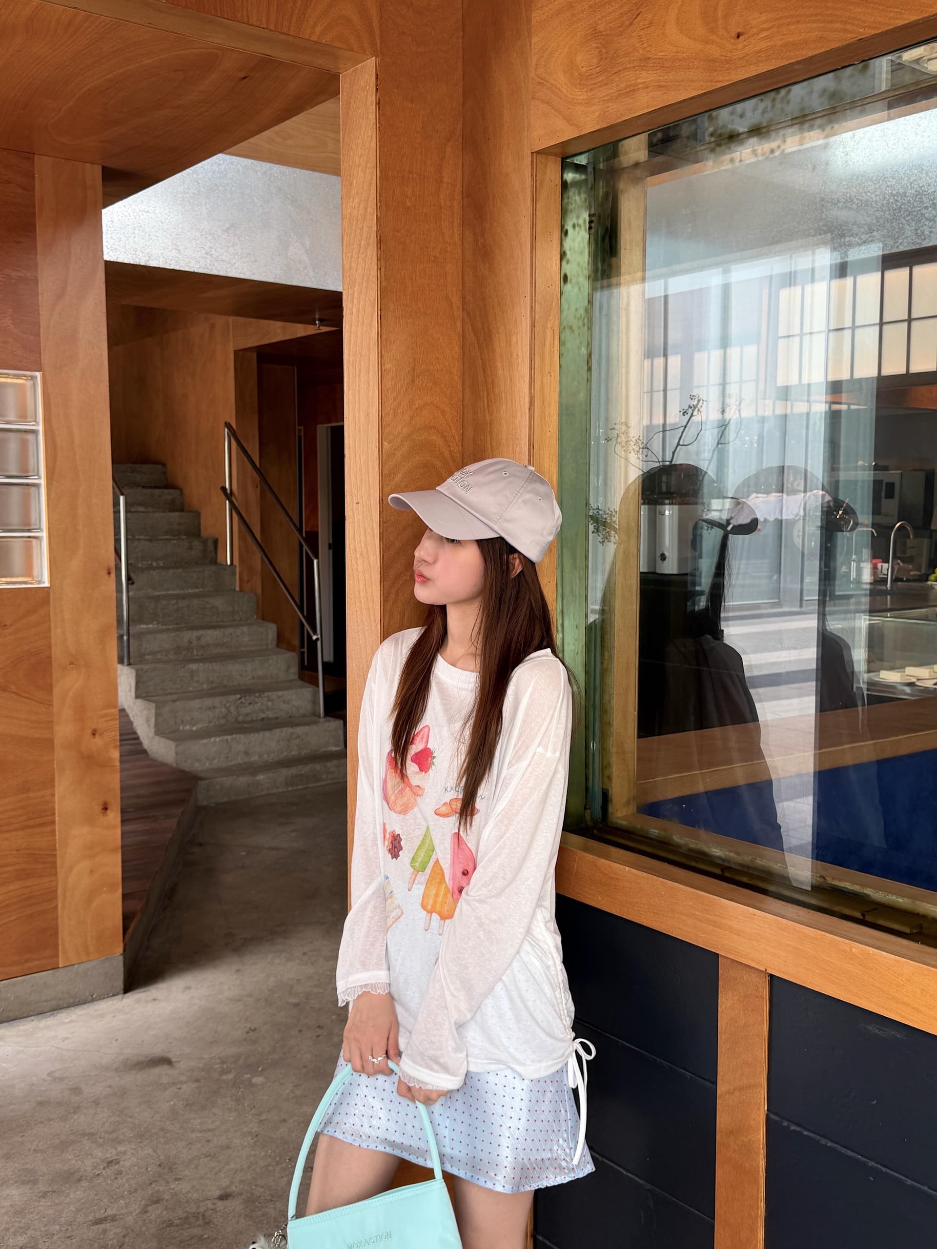 여름 재미있는 케이크 낙서 자외선 차단 블라우스 루즈핏 캐주얼 통기성 긴팔 맨위 여성 상세 이미지 4