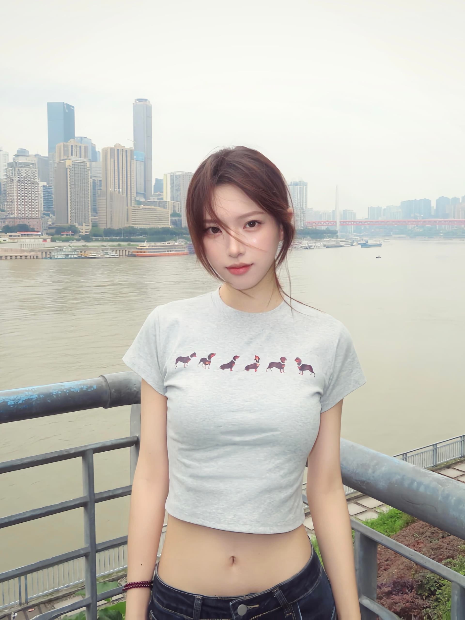 핫걸 jennie 같은 단락 닥스 훈트 티셔츠 여성 여름 쇼트 스타일 몸매 가꾸기 라운드 넥 작은 대중 반팔 맨위