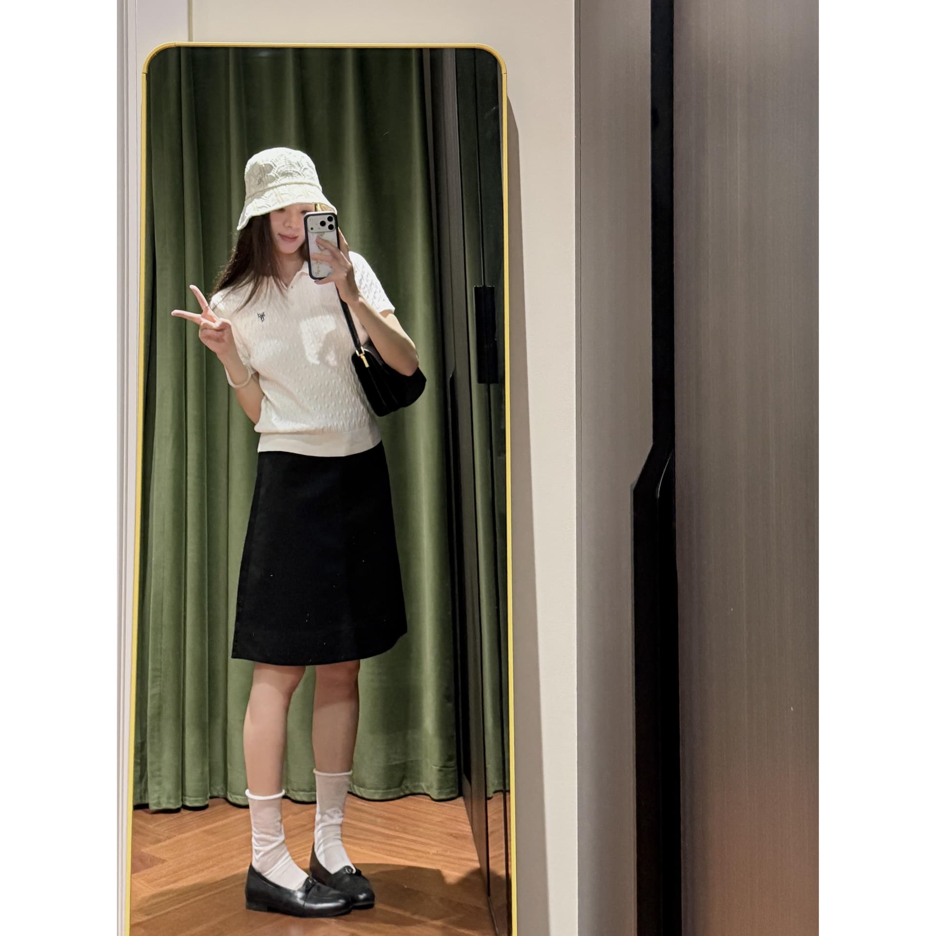 프랑스식 레트로 반신 스커트 중간 스커트 다용도 출퇴근 여름 캐주얼 검정색 A라인 스커트 학원 미니 스커트 여성 이미지 5