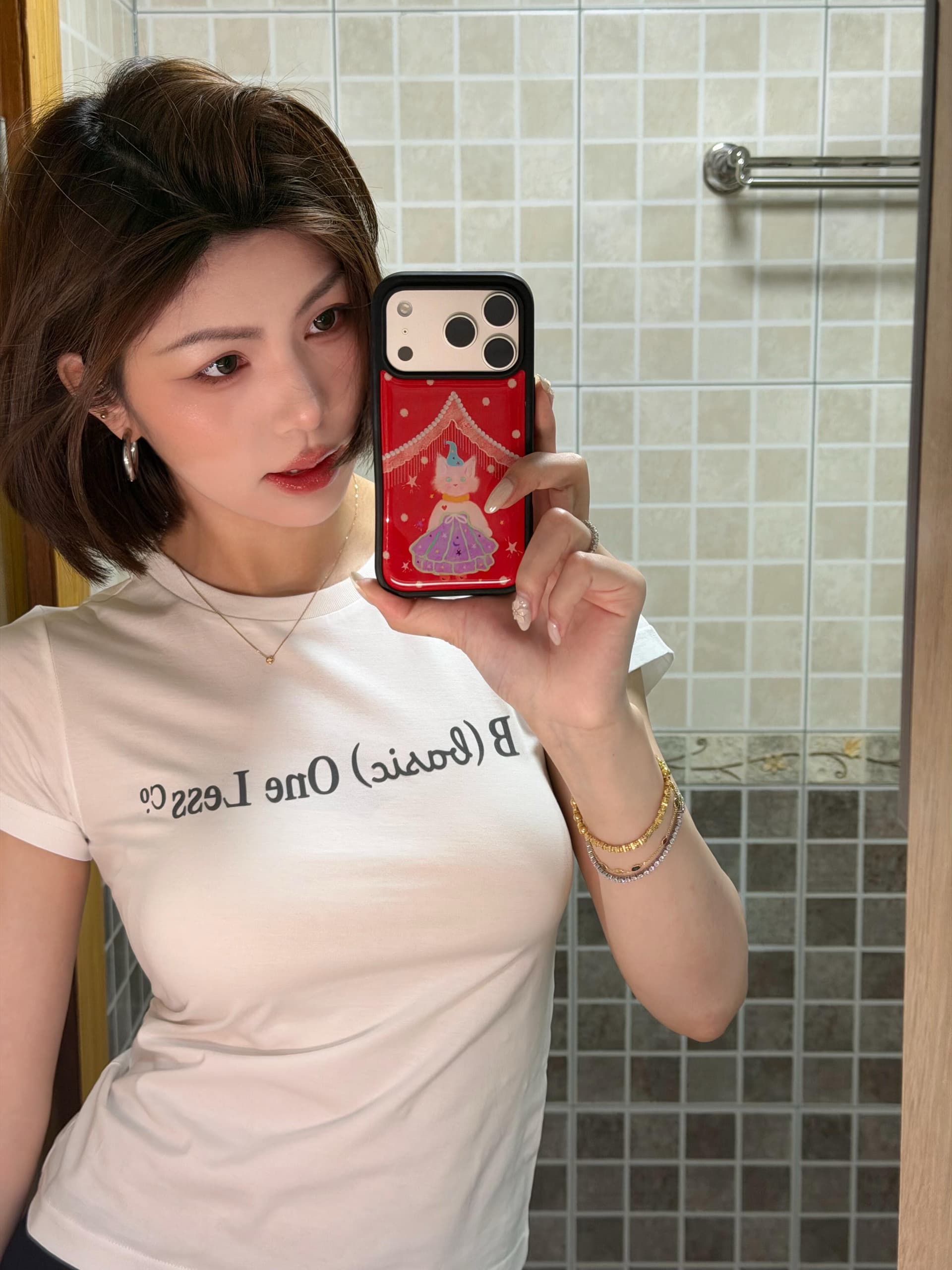 슬로건 프린트 긍정적 인 어깨 반팔 티셔츠 라운드 넥 다용도 슬림해 보이는 미니멀리즘 캐주얼 맨위 상세 이미지 6
