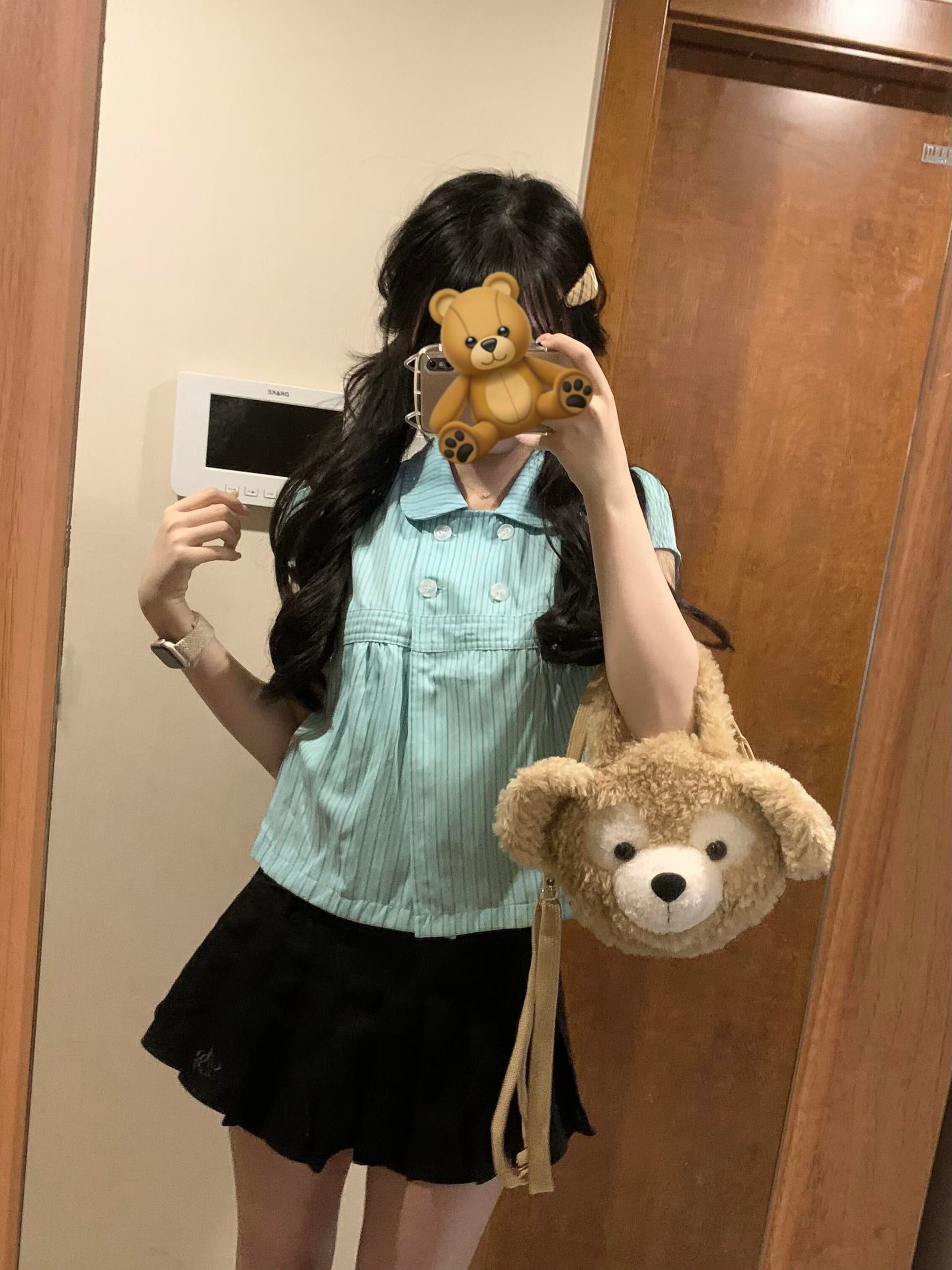 여름 달콤함 느긋한 베이비 칼라 이중 버튼 스트라이프 셔츠 루즈핏 슬림해 보이는 문예 작은 셔츠 상세 이미지 4