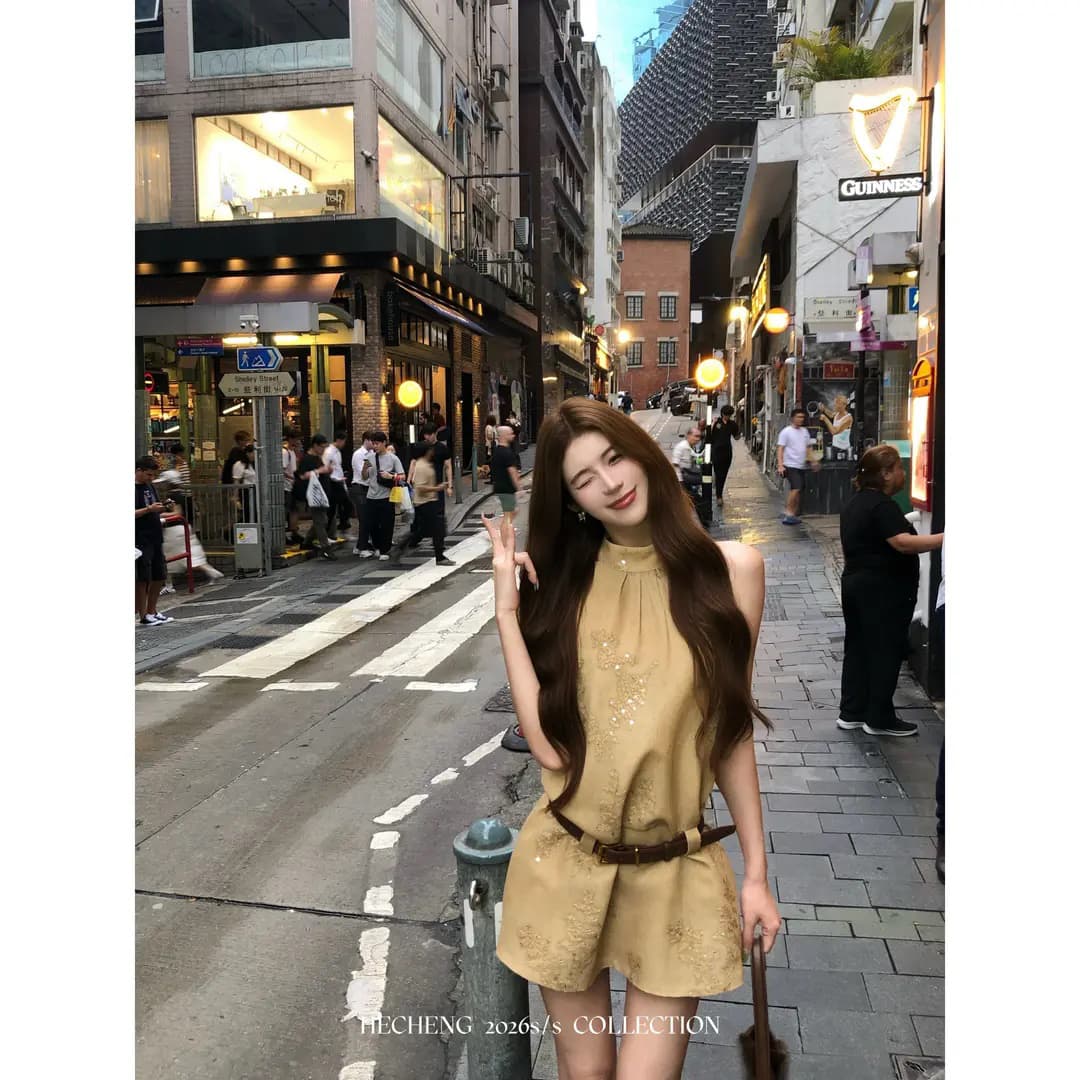 와우 현재 20 아마 품격 올인원 행침 목 조끼 여성 드레스 여름 슬림해 보이는 민소매 드레스 이미지 3