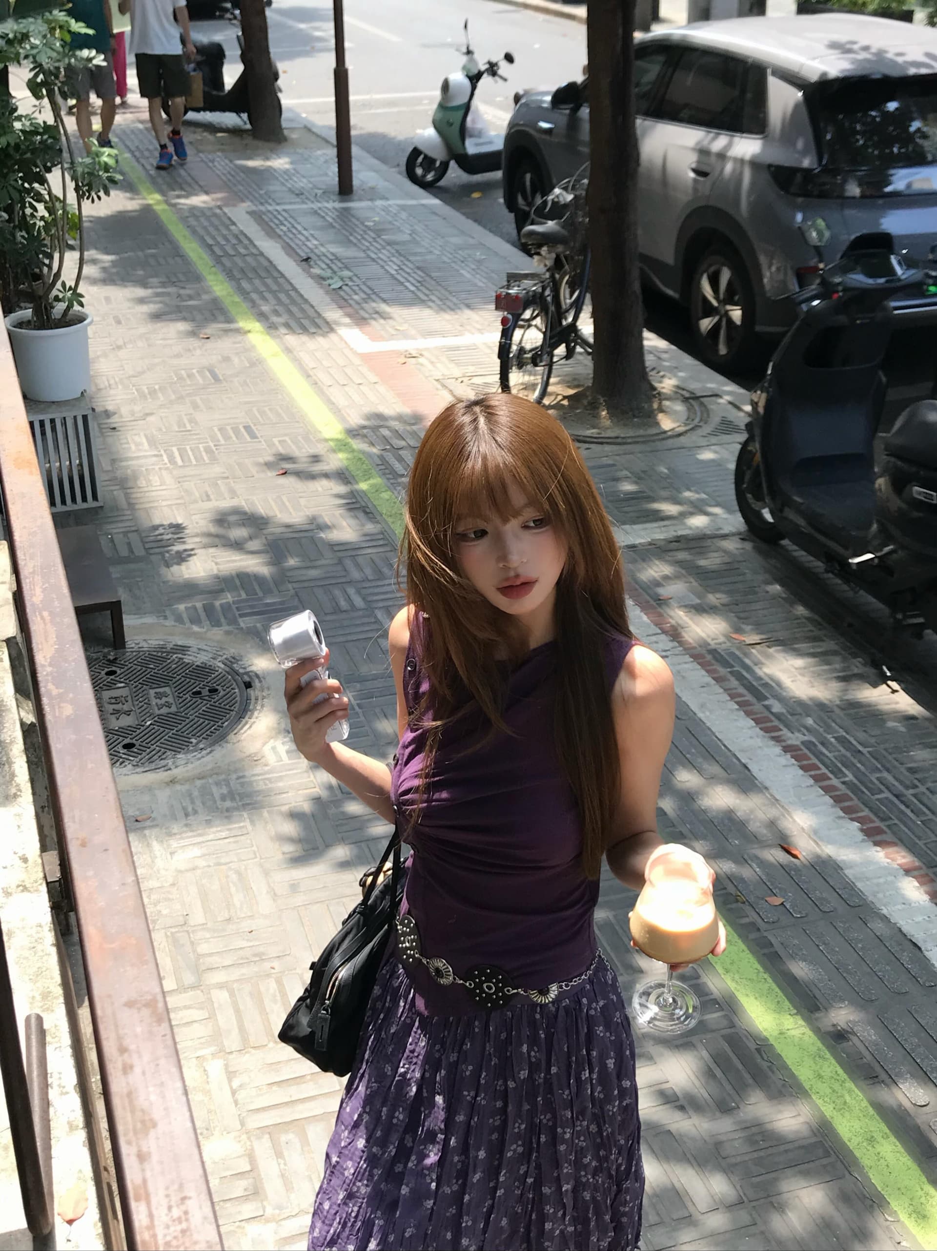 보트넥 레이스업 리본 명중 Pleat 단추 조끼 상세 이미지 3