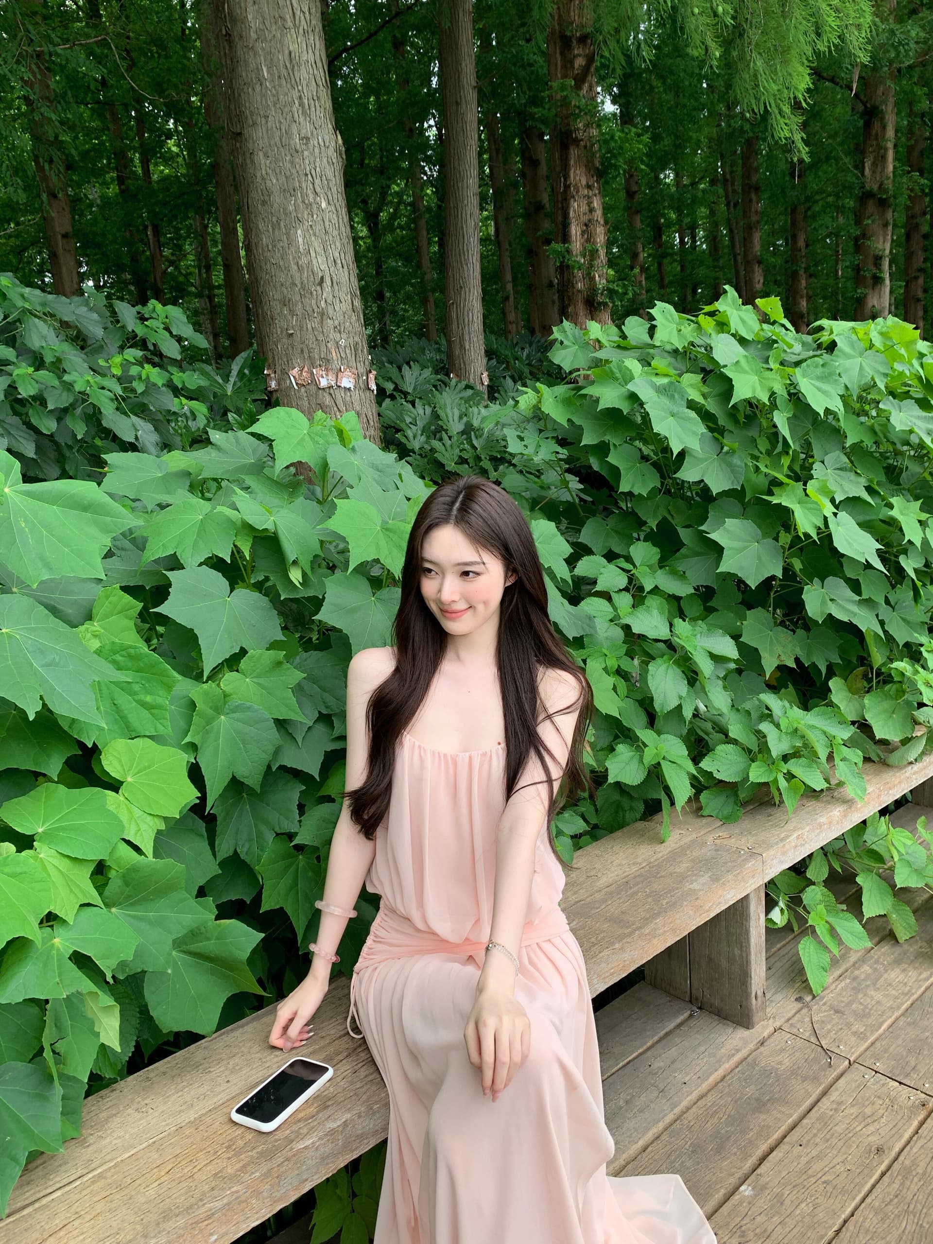fbblimit 거즈 남자 댄스 여름 도루 가을 센스 허리 수축 드레스 높음 트임 쉬폰 슬립 롱 스커트 이미지 2