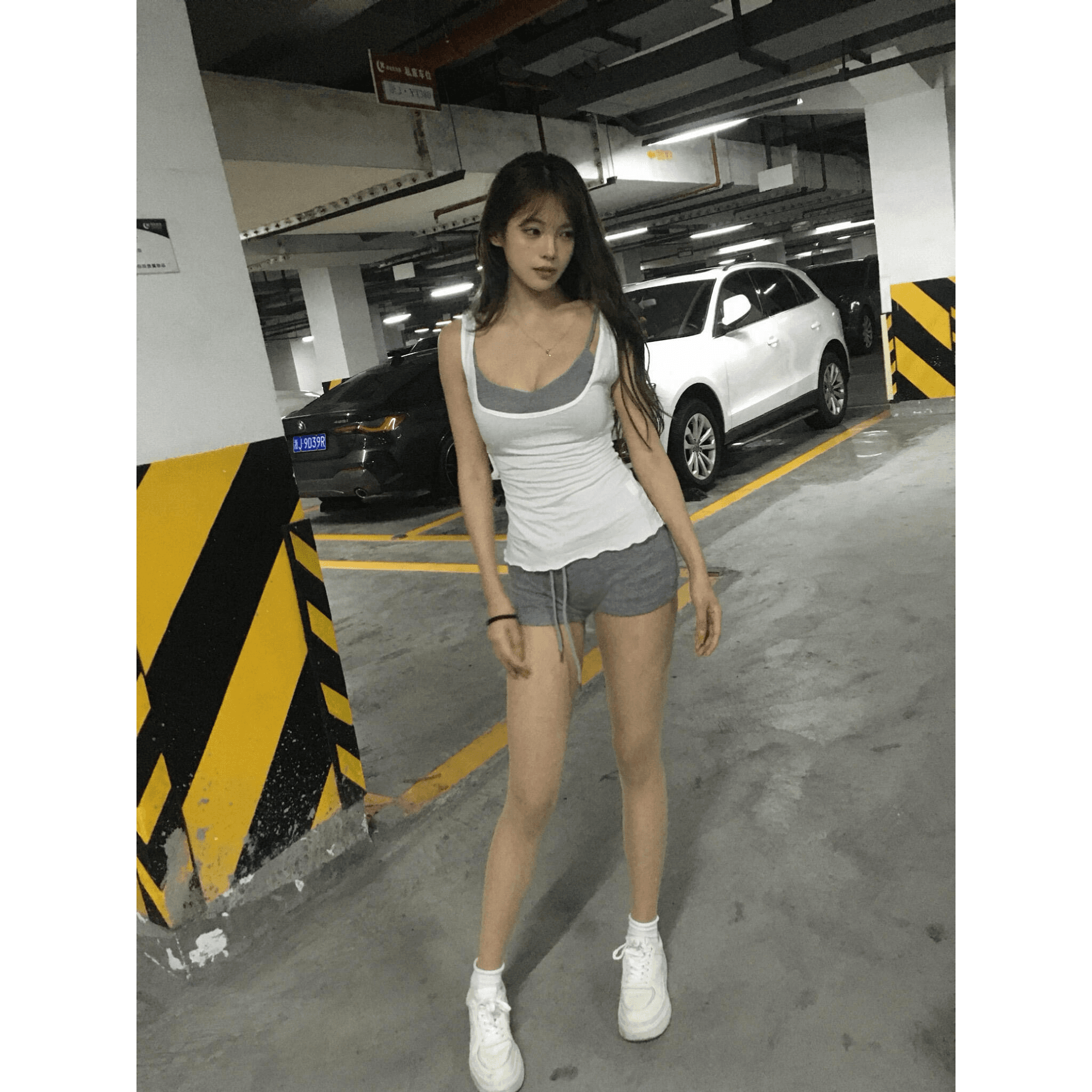 스택 착용 유물 화이트 사실 두 조각 u 칼라 캐미솔 여름 핫걸 투피스 세트 맨위 이미지 5