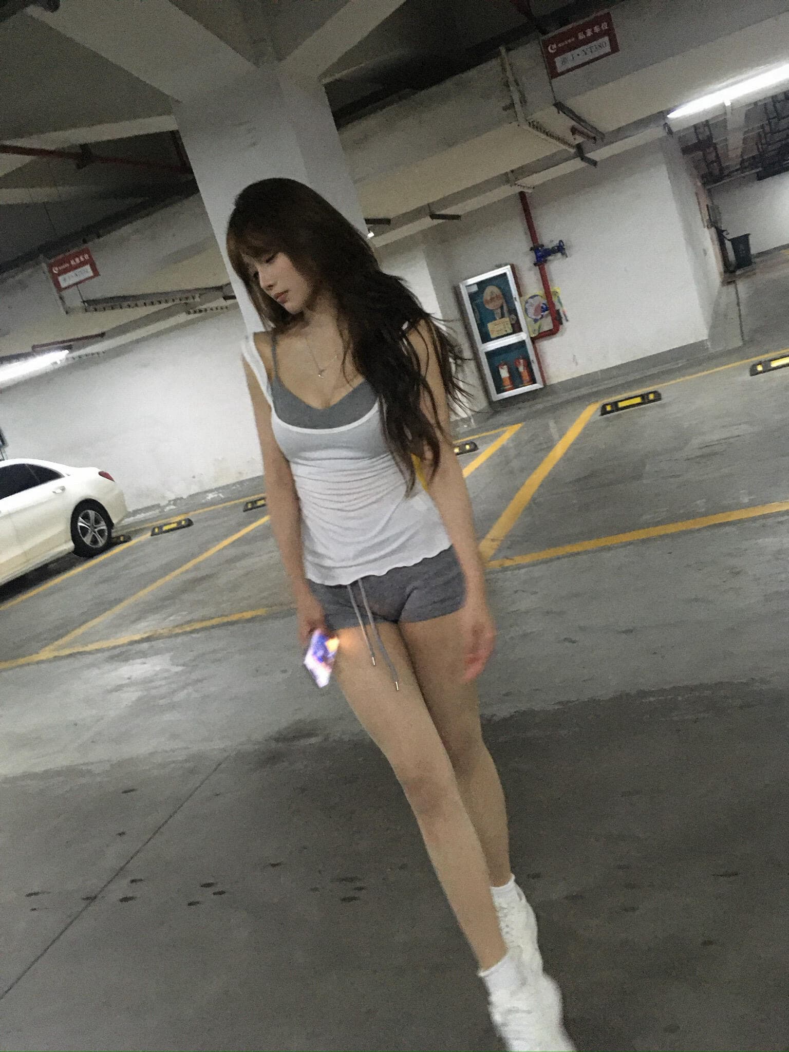 스택 착용 유물 화이트 사실 두 조각 u 칼라 캐미솔 여름 핫걸 투피스 세트 맨위 상세 이미지 2