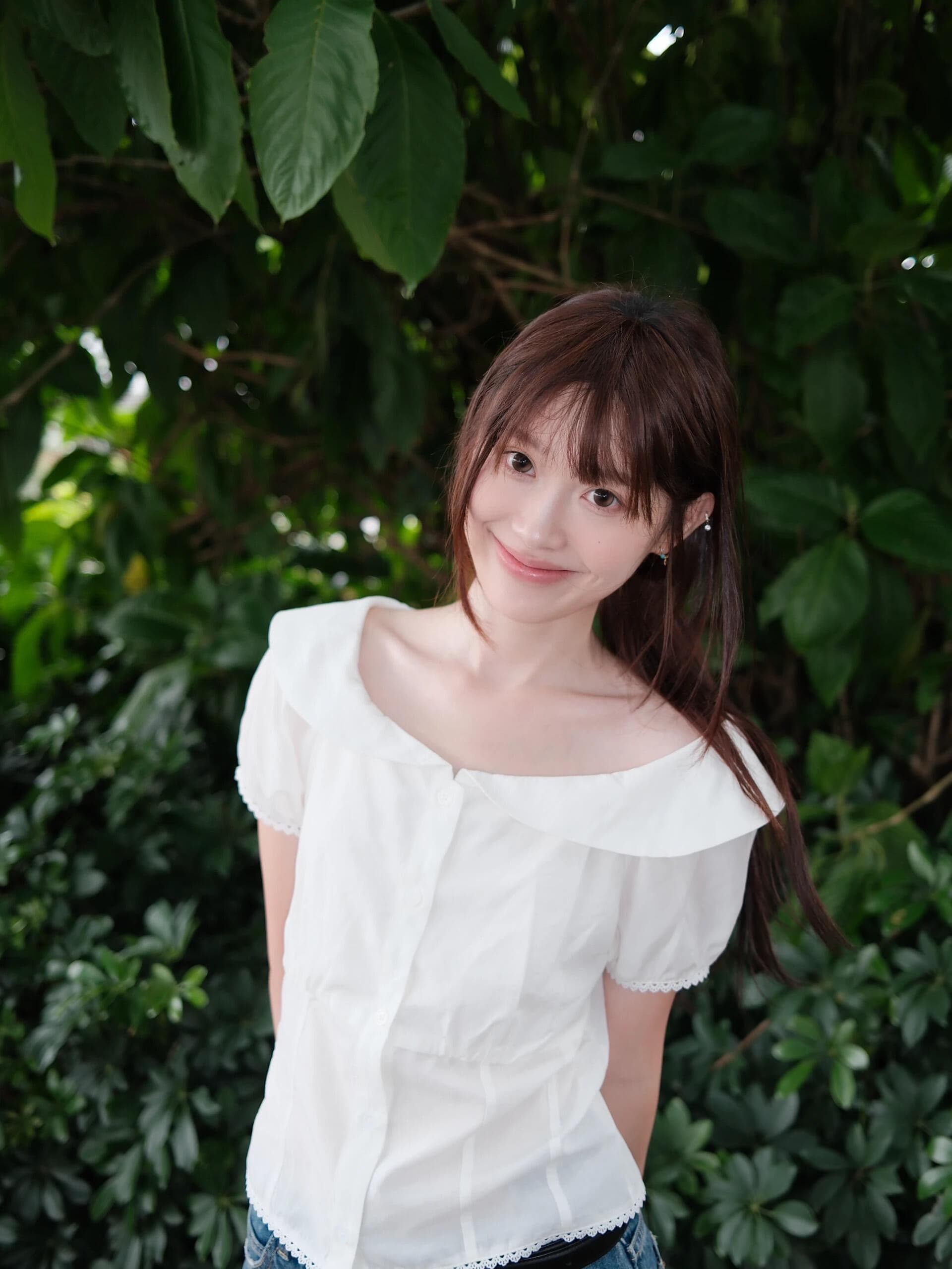 bgt 생선뼈 슬림해 보이는 베이비 칼라 반팔 셔츠 주간 실크 아세트산 마이크로 ~을 통해 흰 셔츠 상세 이미지 9