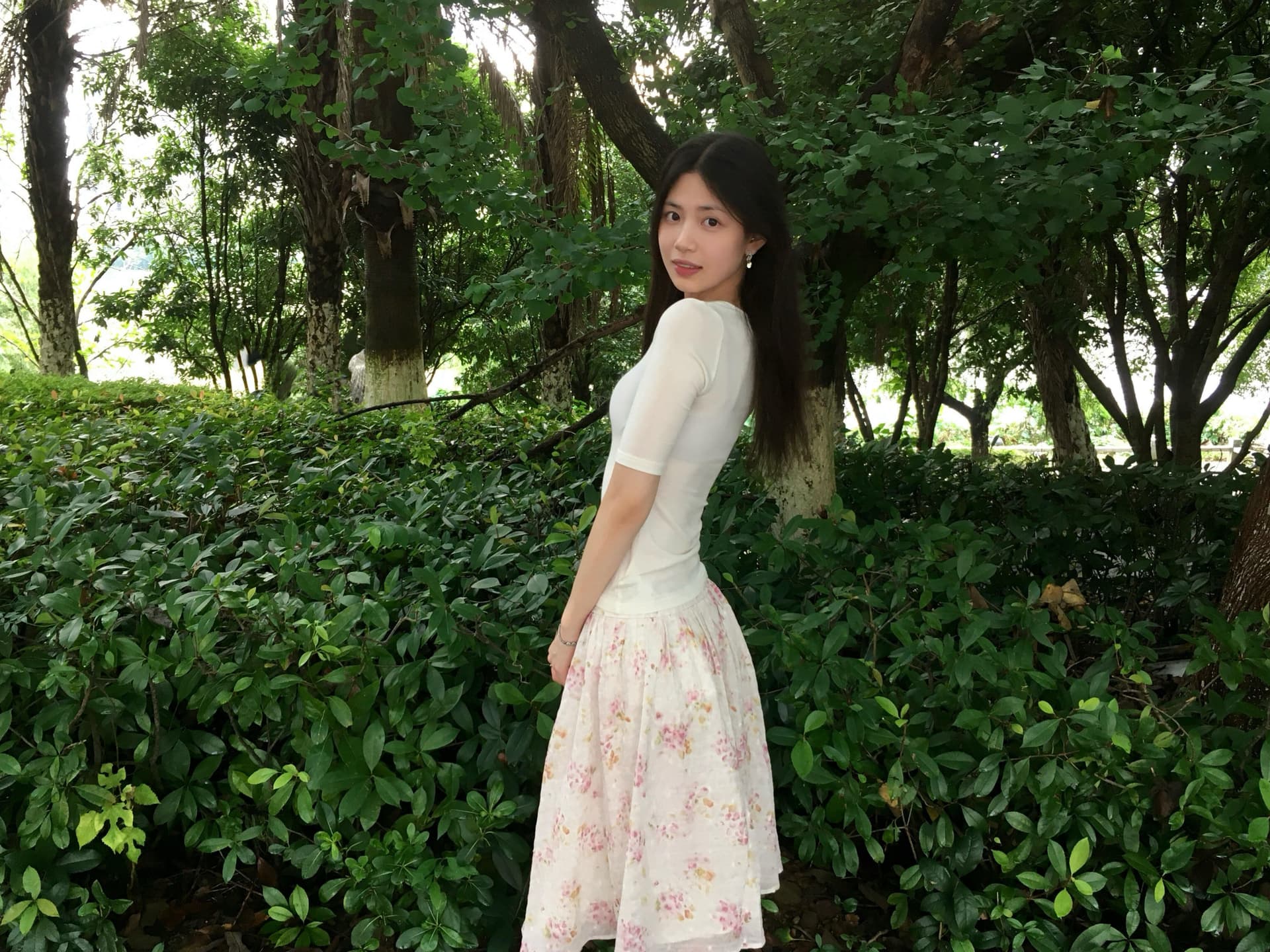 오리지널 초여름 정원 핑크색 질감 센스 꽃무늬 플리츠 반신 스커트 캐주얼 휴가 바람 우산 치마 상세 이미지 5