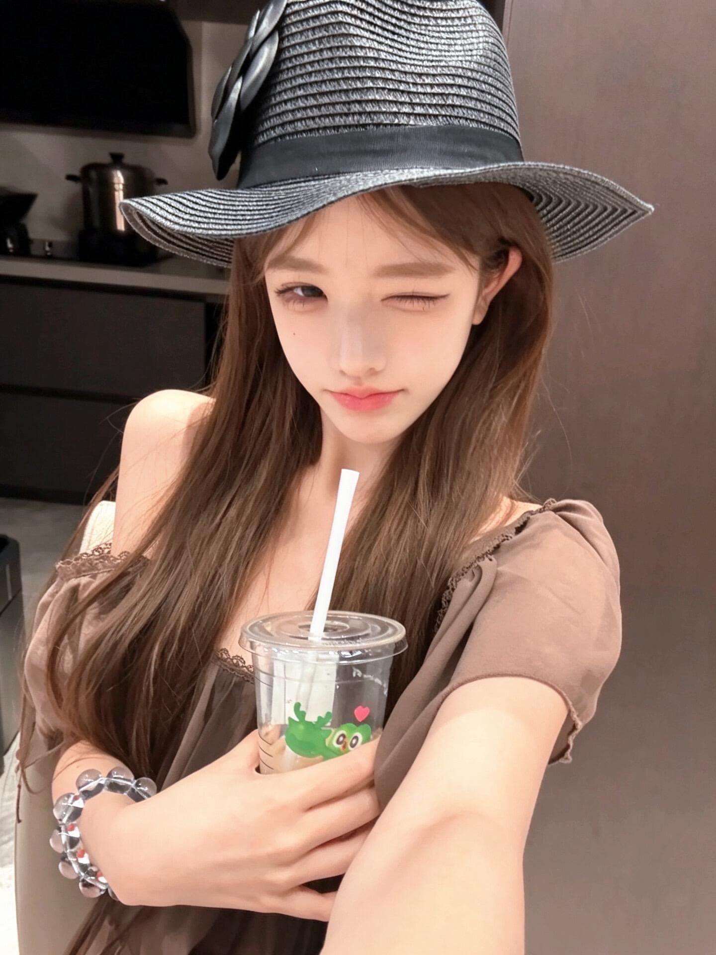 8uioio 달빛 아래서 브라운 니켈 브라운 핫걸 바람 V넥 여성 셔츠 여름 새로운 슬림해 보이는 민소매 얇은 맨위 상세 이미지 5