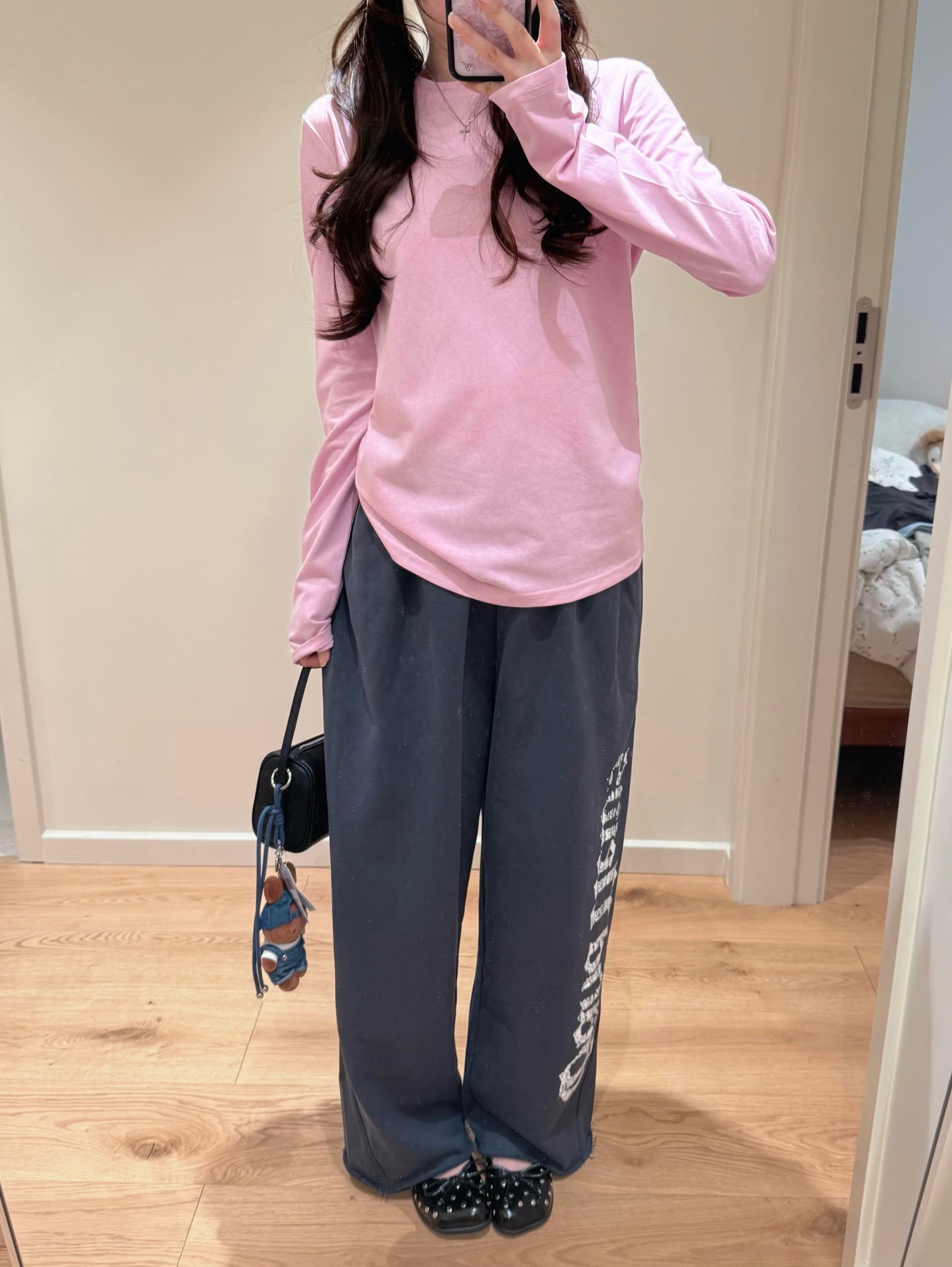 아메리칸 마 오래된 알파벳 블루 회색 프린트 캐주얼 바지 여성 루즈핏 도루 센스 춤추기 운동 넓은 다리 웨이 바지 이미지 2