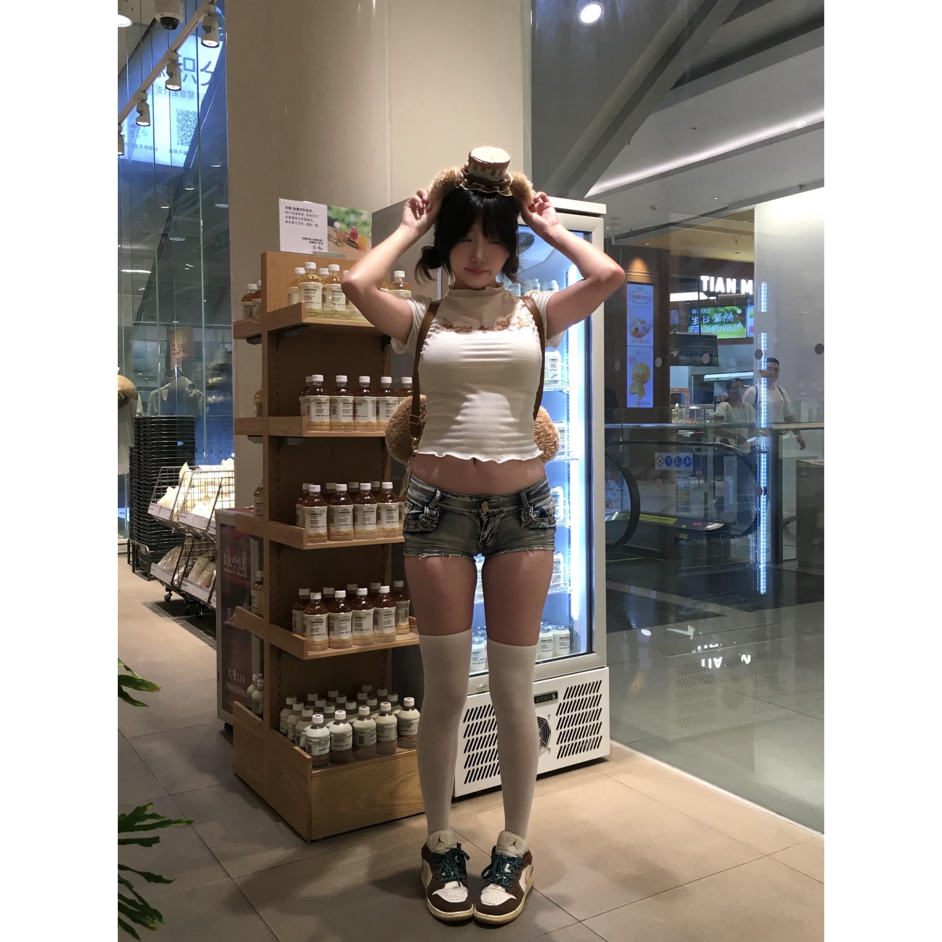 아메리칸 레트로 작은 곰 프린트 프릴 반팔 티셔츠 여성 여름 새로운 몸매 가꾸기 맨위 이미지 5