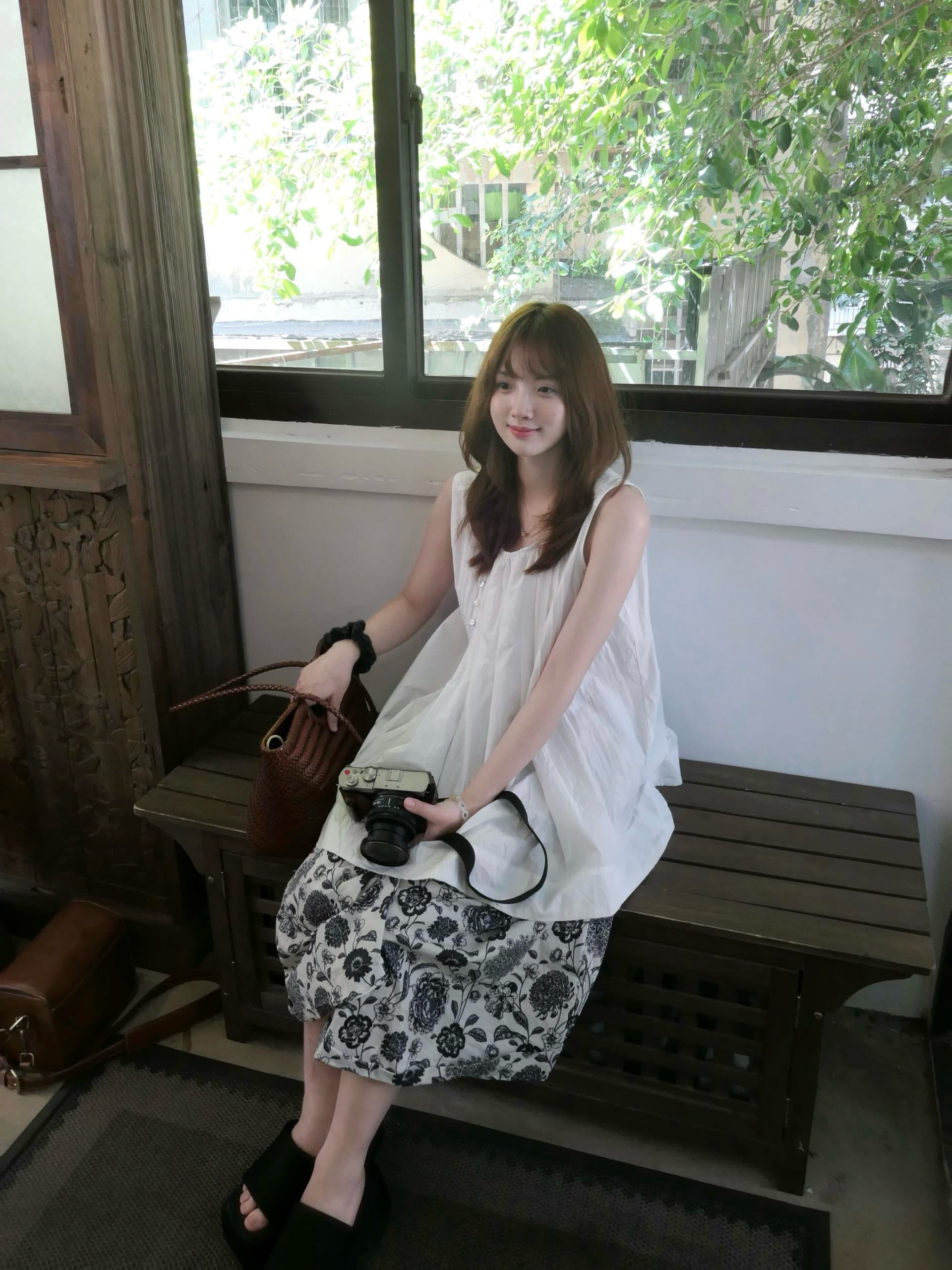 hyggeoo26ss 전갈 1oo cotton 문 襟 디자인 센스 레트로 일본식 주름 조끼 상세 이미지 5