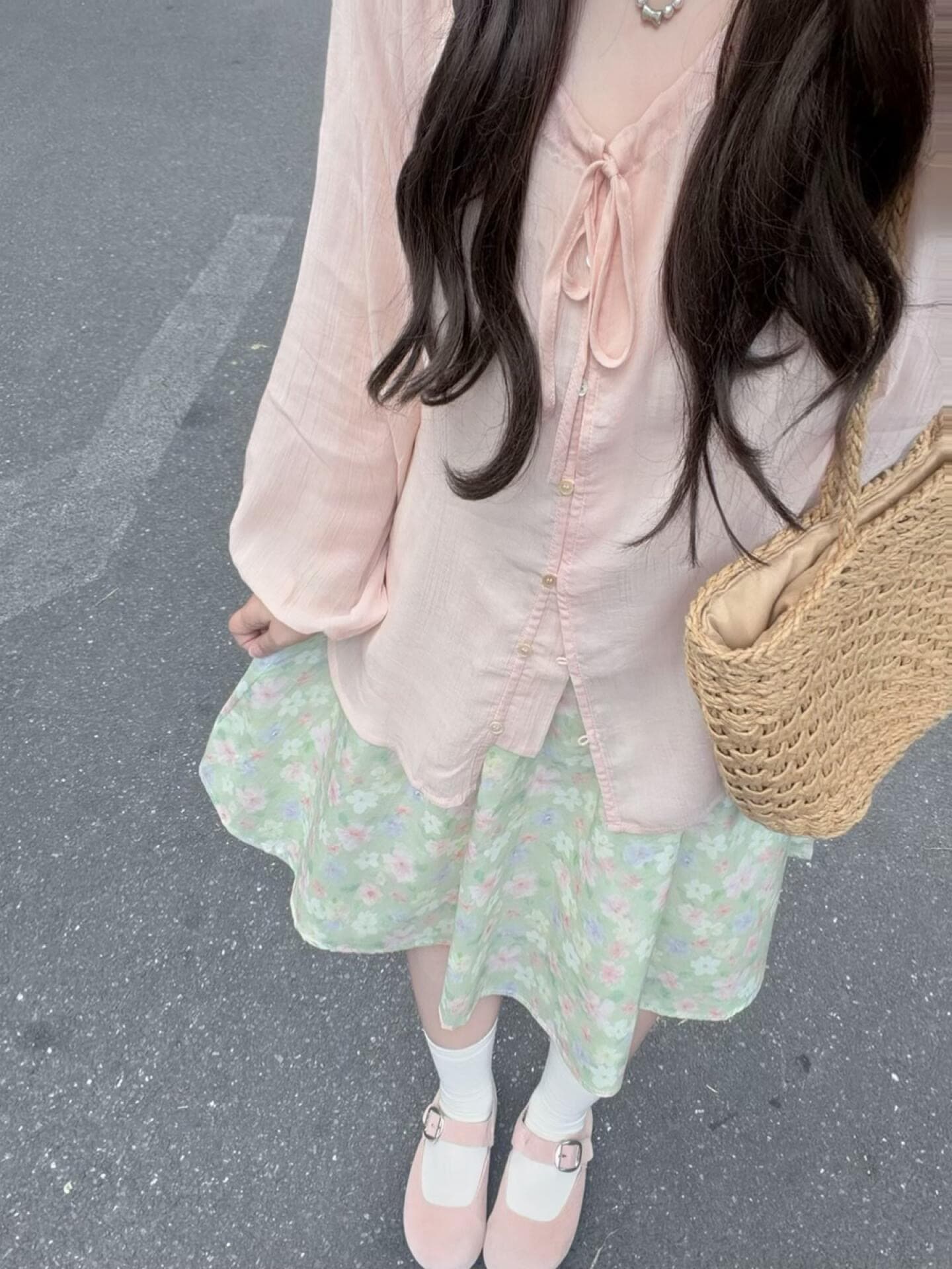 갈대 바람 얕은 여름 가벼움 루즈핏 라이 경기 서울 벌룬 소매 여성 셔츠 작은 키 자외선 차단 얇은 셔츠 상세 이미지 3