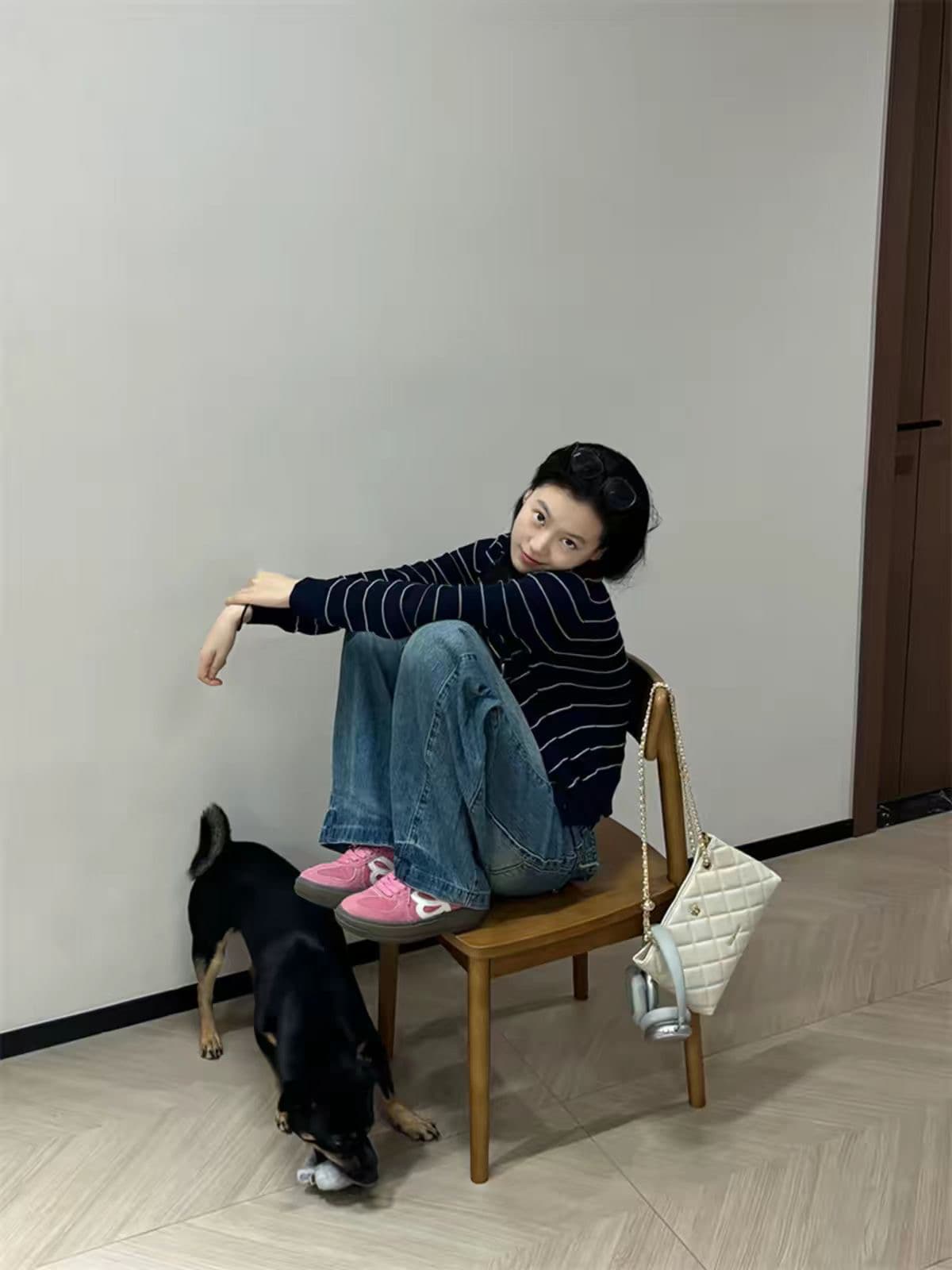 한 부서 해군 스트라이프 니트 스웨터 여성 가을 고급 캐주얼 다용도 두꺼운 긴팔 카디건 코트 이미지 3