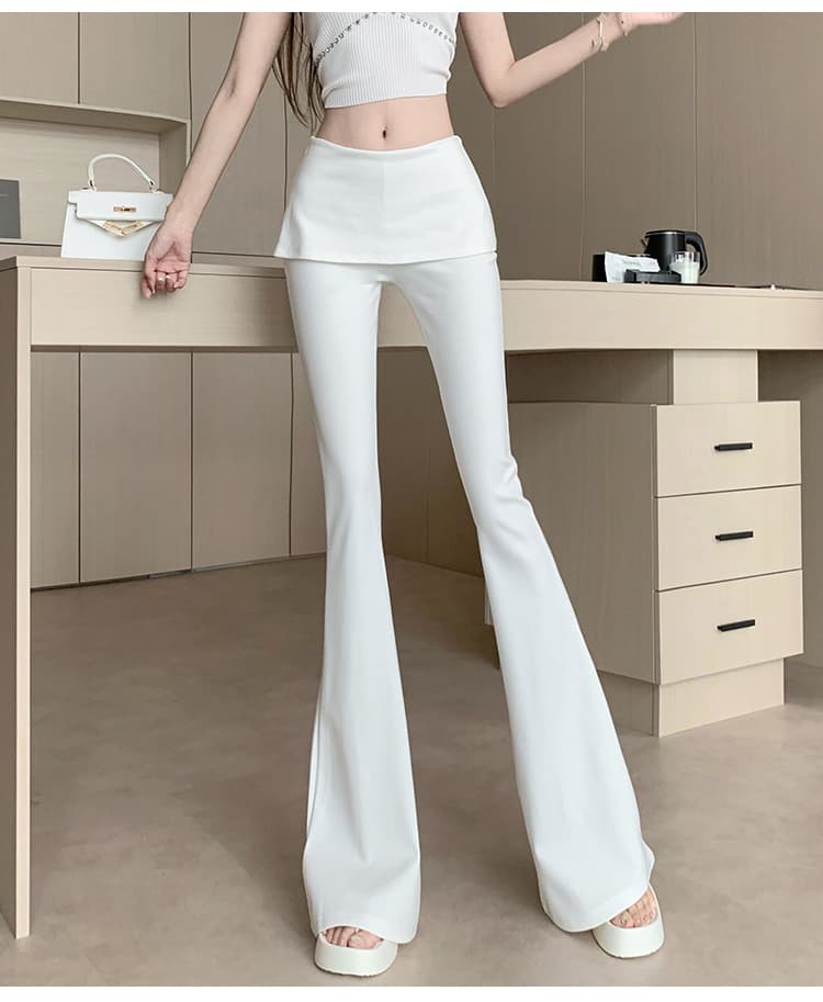 검정색 부츠컷 정장 바지 여성 여름 얇은 스타일 디자인 센스 페이크 레이어드 패치워크 로우 웨이스트 캐주얼 바지 도루 센스 바닥 청소 바지 상세 이미지 22