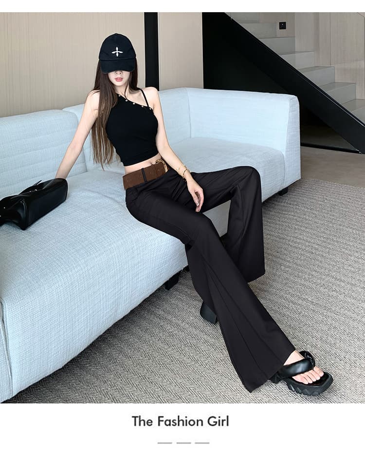 아메리칸 베이지 색 부츠컷 정장 바지 여성 가을 디자인 센스 하이웨이스트 와이드 레그 팬츠 도루 가을 센스 다용도 바닥 청소 긴 바지 상세 이미지 26