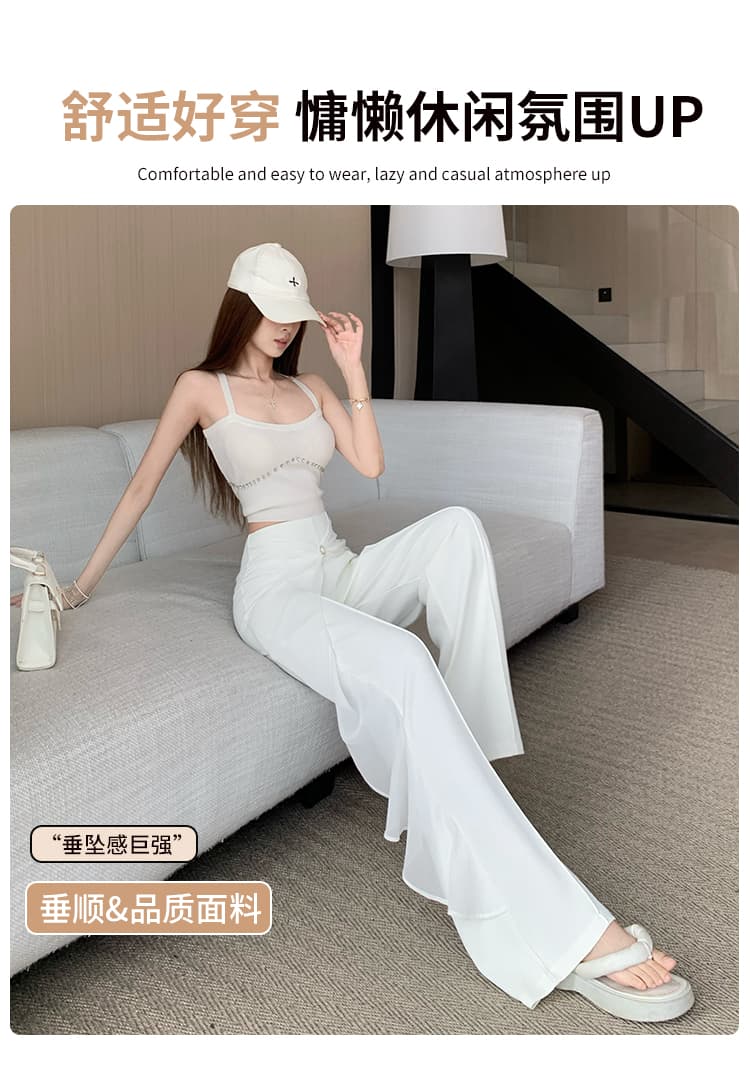 망사 레이스 정장 와이드 레깅스 바지 여름 디자인 센스 페이크 레이어드 높은 허리 바지 캐주얼 도루 센스 부츠컷 바지 바지 상세 이미지 9