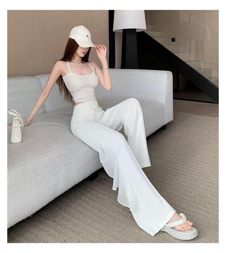 망사 레이스 정장 와이드 레깅스 바지 여름 디자인 센스 페이크 레이어드 높은 허리 바지 캐주얼 도루 센스 부츠컷 바지 바지 상세 이미지 17