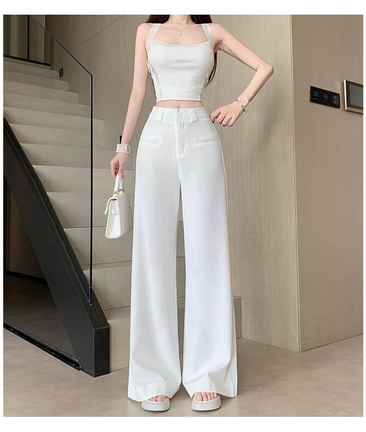 한 부서 바람 랩스커트팬츠 망사 패치워크 페이크 레이어드 스트레이트 팬츠 여성 26 여름 섹션 디자인 센스 자카드 공예 캐주얼 바지 상세 이미지 19