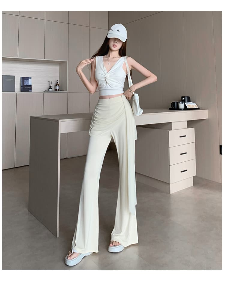 진짜 우아한 디자인 센스 외국 가스 빛 럭셔리 다용도 슬림해 보이는 레이스 조각 페이크 레이어드 캐주얼 마이크로 나팔 도루 센스 긴 바지 상세 이미지 23