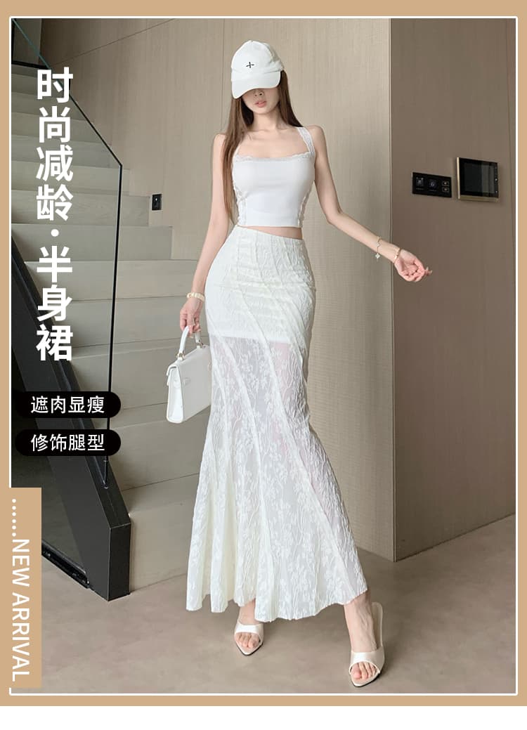 실사 화려함 패치워크 검정색 레이스 도루 센스 스택 착용 봄 여름 다용도 얇은 스타일 몸매 가꾸기 도루 센스 디자인 센스 반신 스커트 상세 이미지 1