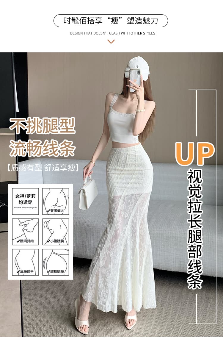 실사 화려함 패치워크 검정색 레이스 도루 센스 스택 착용 봄 여름 다용도 얇은 스타일 몸매 가꾸기 도루 센스 디자인 센스 반신 스커트 상세 이미지 3
