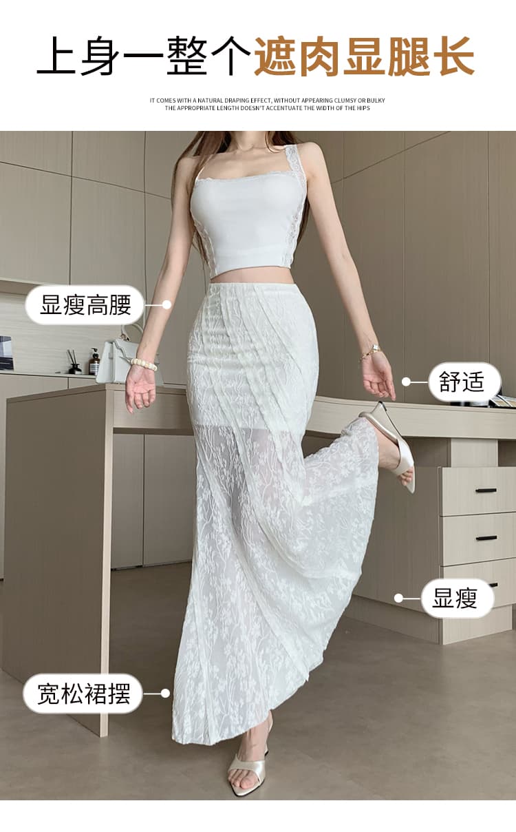 실사 화려함 패치워크 검정색 레이스 도루 센스 스택 착용 봄 여름 다용도 얇은 스타일 몸매 가꾸기 도루 센스 디자인 센스 반신 스커트 상세 이미지 6