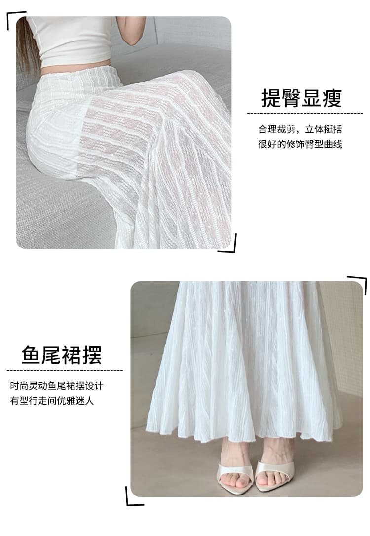 실사 프랑스식 작은 대중 품격 연령 감소 레이스 인어 꼬리 스커트 하이웨이스트 디스플레이 높음 슬림해 보이는 레이스 다용도 패션 중간 길이 스커트 상세 이미지 8