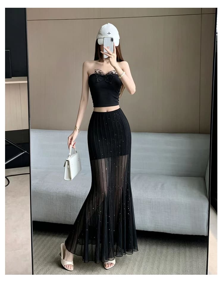 실사 프랑스식 작은 대중 품격 연령 감소 레이스 인어 꼬리 스커트 하이웨이스트 디스플레이 높음 슬림해 보이는 레이스 다용도 패션 중간 길이 스커트 상세 이미지 25