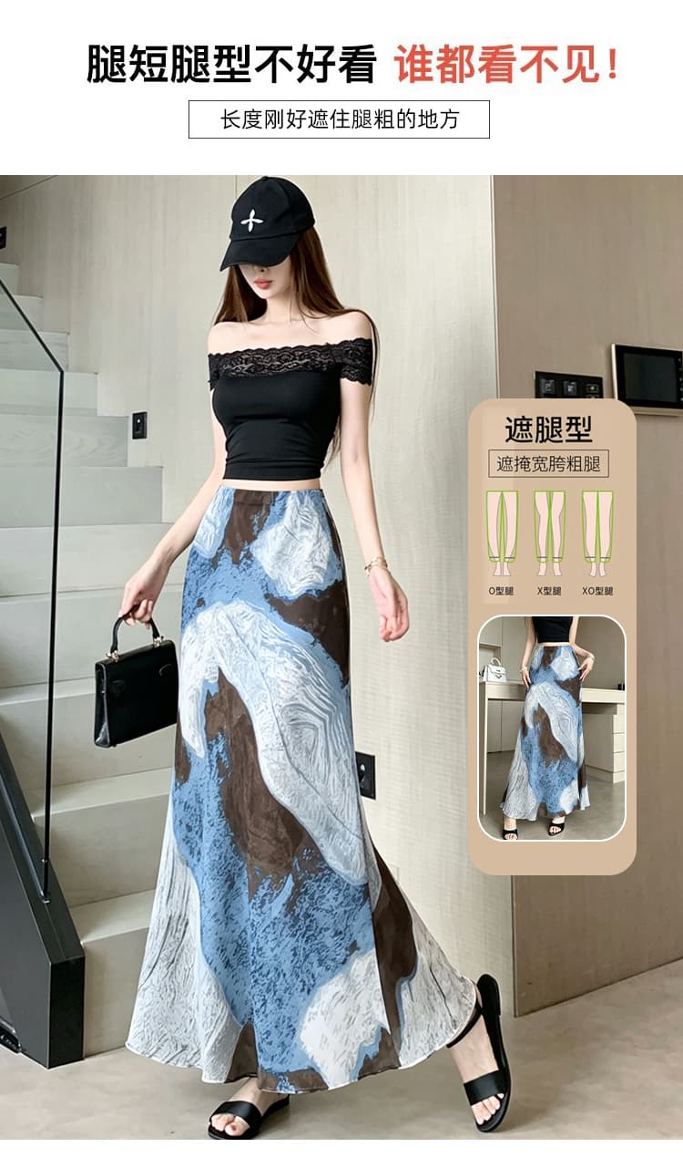 휴가 레트로 홀치기 염색 인어 꼬리 스커트 반신 스커트 여성 여름 새로운 몸매 가꾸기 슬림해 보이는 도루 센스 한 마디 타이트 스커트 길다 치마 상세 이미지 5