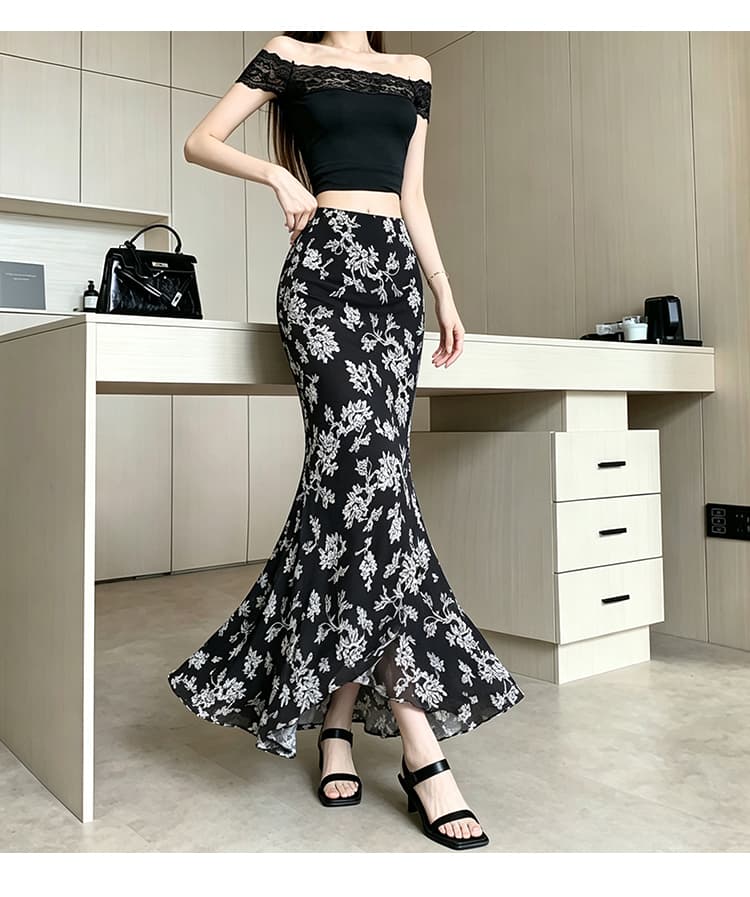 레트로 디자인 센스 하이웨이스트 무늬 스트레이트 반신 스커트 26 년 여름 새로운 몸매 가꾸기 디스플레이 높음 슬림해 보이는 인어 꼬리 롱 스커트 상세 이미지 29