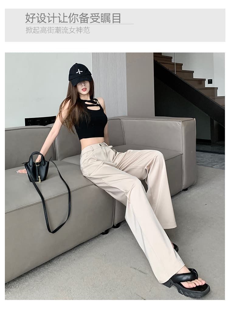 새틴 캐주얼 편안함 미니멀리즘 색상 도루 센스 와이드 레그 팬츠 스택 착용 가을 겨울철 다용도 얇은 스타일 캐주얼 바지 바닥 청소 바지 상세 이미지 3