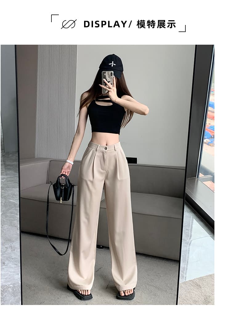 새틴 캐주얼 편안함 미니멀리즘 색상 도루 센스 와이드 레그 팬츠 스택 착용 가을 겨울철 다용도 얇은 스타일 캐주얼 바지 바닥 청소 바지 상세 이미지 10