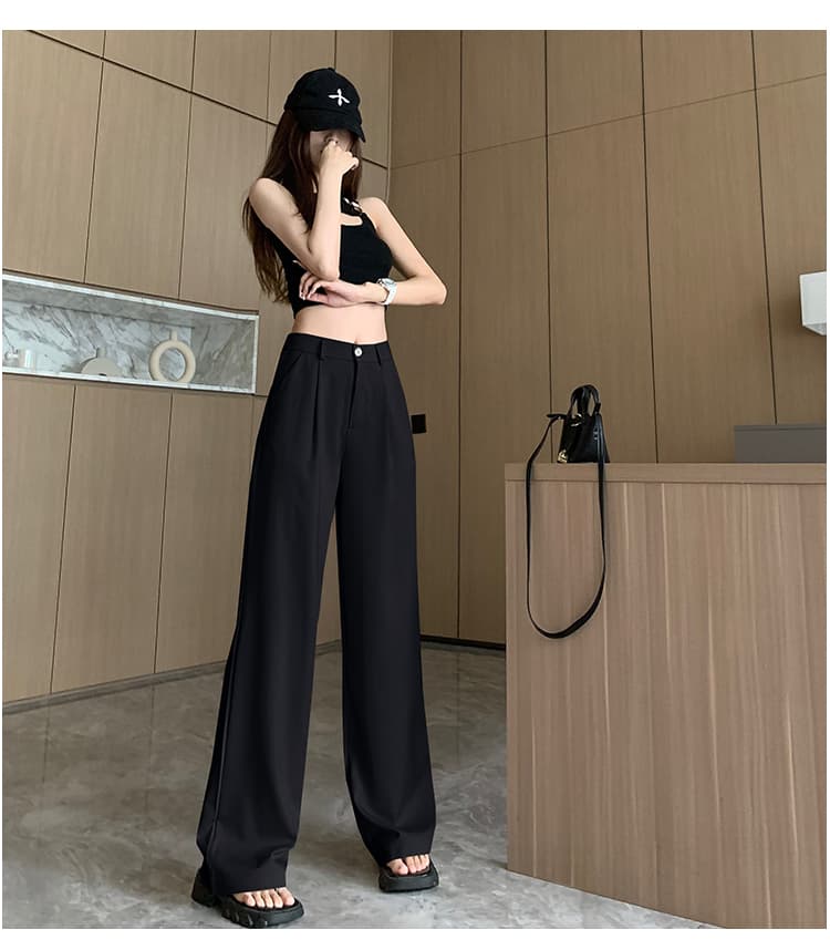 새틴 캐주얼 편안함 미니멀리즘 색상 도루 센스 와이드 레그 팬츠 스택 착용 가을 겨울철 다용도 얇은 스타일 캐주얼 바지 바닥 청소 바지 상세 이미지 23
