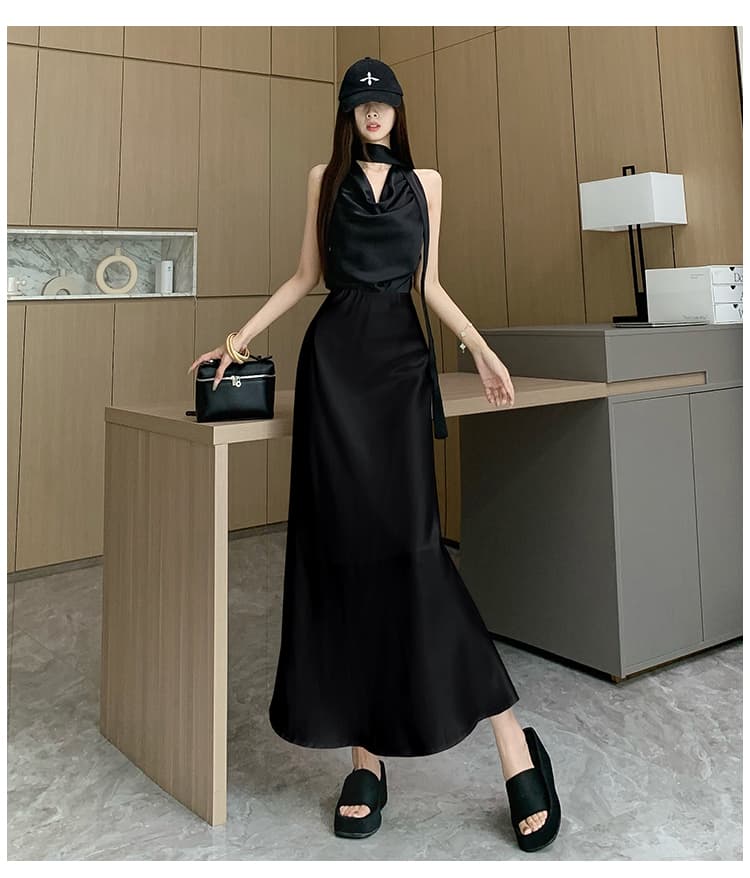 휴가 여행 부드러운 바람 새틴 감기 화이트 반신 스커트 이른 가을 새로운 도루 센스 한 마디 디스플레이 높음 슬림해 보이는 인어 꼬리 롱 스커트 상세 이미지 29