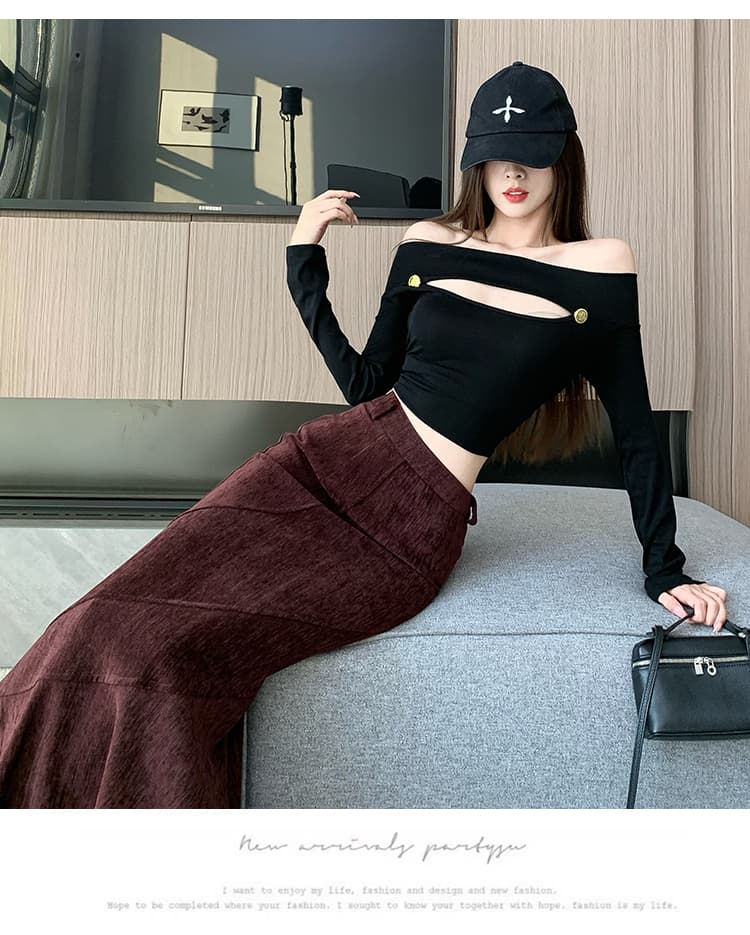 실사 레트로 가을 겨울철 캐주얼 패션 편안함 광택 실 플러시 하이웨이스트 슬림해 보이는 몸매 가꾸기 타이트 스커트 중간 길이 인어 꼬리 스커트 상세 이미지 20