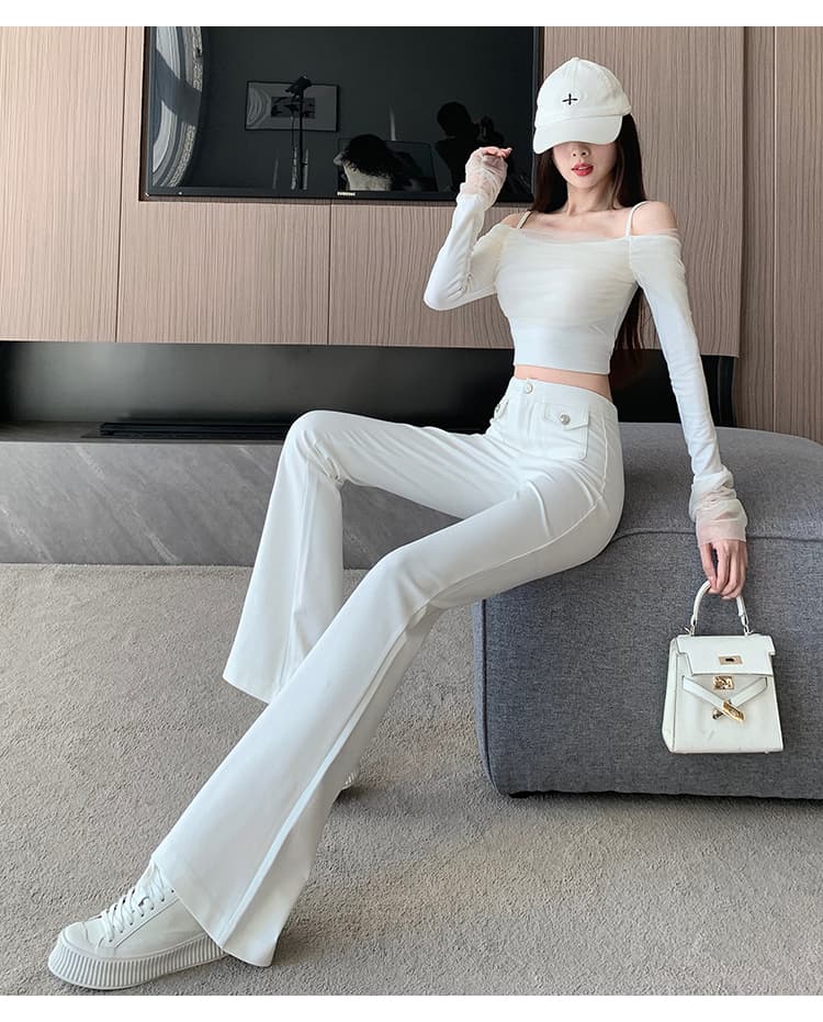 가을 겨울철 새로운 검정색 달콤한 매운맛 신축성 하이웨이스트 리프트 엉덩이 캐주얼 바지 슈퍼 몸매 가꾸기 슬림해 보이는 다용도 부츠컷 바지 상세 이미지 17