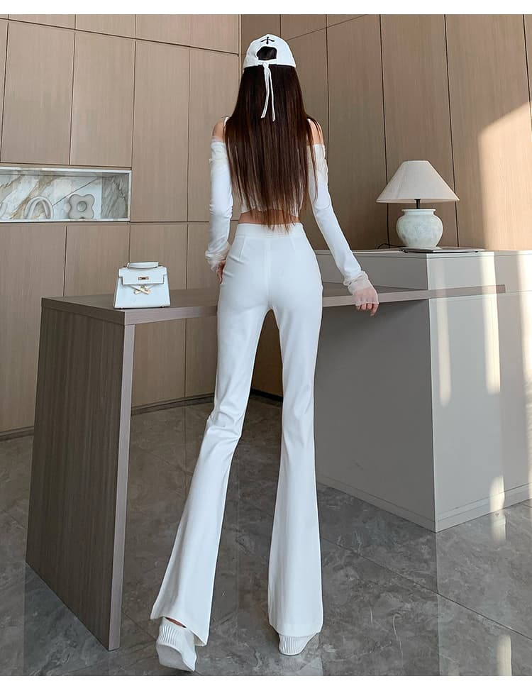 가을 겨울철 새로운 검정색 달콤한 매운맛 신축성 하이웨이스트 리프트 엉덩이 캐주얼 바지 슈퍼 몸매 가꾸기 슬림해 보이는 다용도 부츠컷 바지 상세 이미지 23