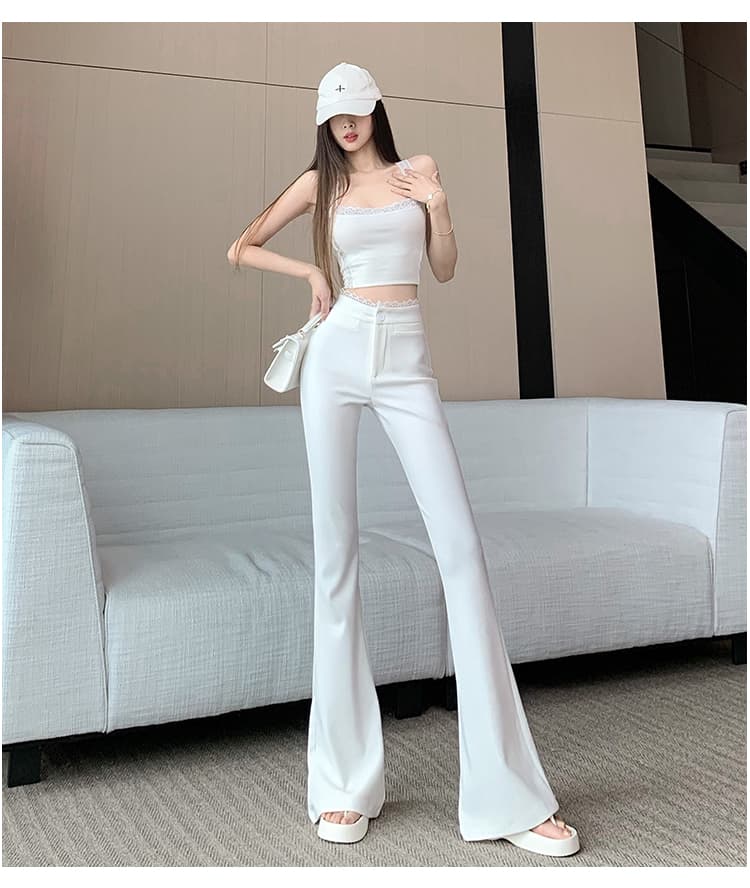 실사 레이스 조각 하이웨이스트 마이크로 나팔 캐주얼 바지 봄 아모이 핫걸 패션 다용도 디스플레이 높음 슬림해 보이는 바닥 청소 바지 상세 이미지 14