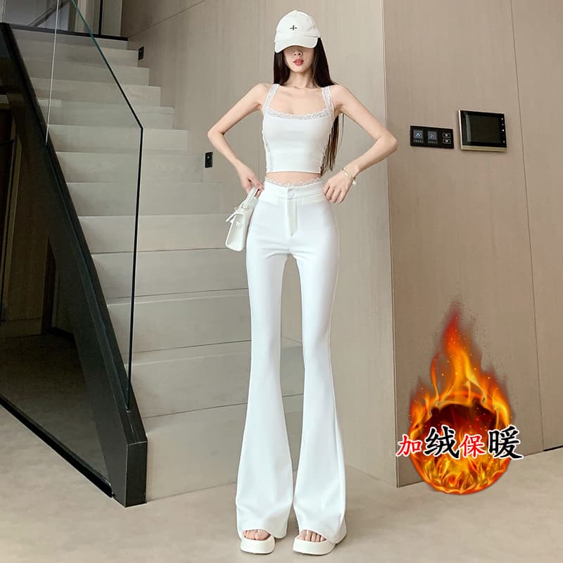 실사 레이스 조각 하이웨이스트 마이크로 나팔 캐주얼 바지 봄 아모이 핫걸 패션 다용도 디스플레이 높음 슬림해 보이는 바닥 청소 바지 상세 이미지 37