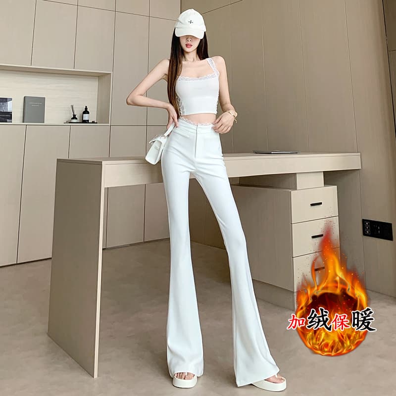 실사 레이스 조각 하이웨이스트 마이크로 나팔 캐주얼 바지 봄 아모이 핫걸 패션 다용도 디스플레이 높음 슬림해 보이는 바닥 청소 바지 상세 이미지 44