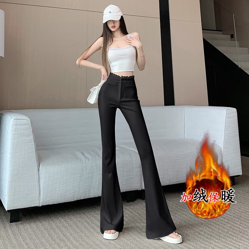실사 레이스 조각 하이웨이스트 마이크로 나팔 캐주얼 바지 봄 아모이 핫걸 패션 다용도 디스플레이 높음 슬림해 보이는 바닥 청소 바지 상세 이미지 47