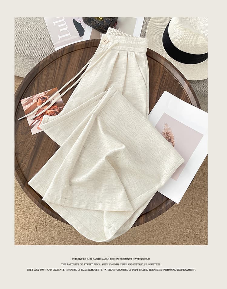 화이트 주간 실크 아마 와이드 레깅스 바지 여름 얇은 스타일 헤링본 곡물 통기성 면 린넨 캐주얼 바지 오래된 돈 도루 센스 스트레이트 팬츠 상세 이미지 9