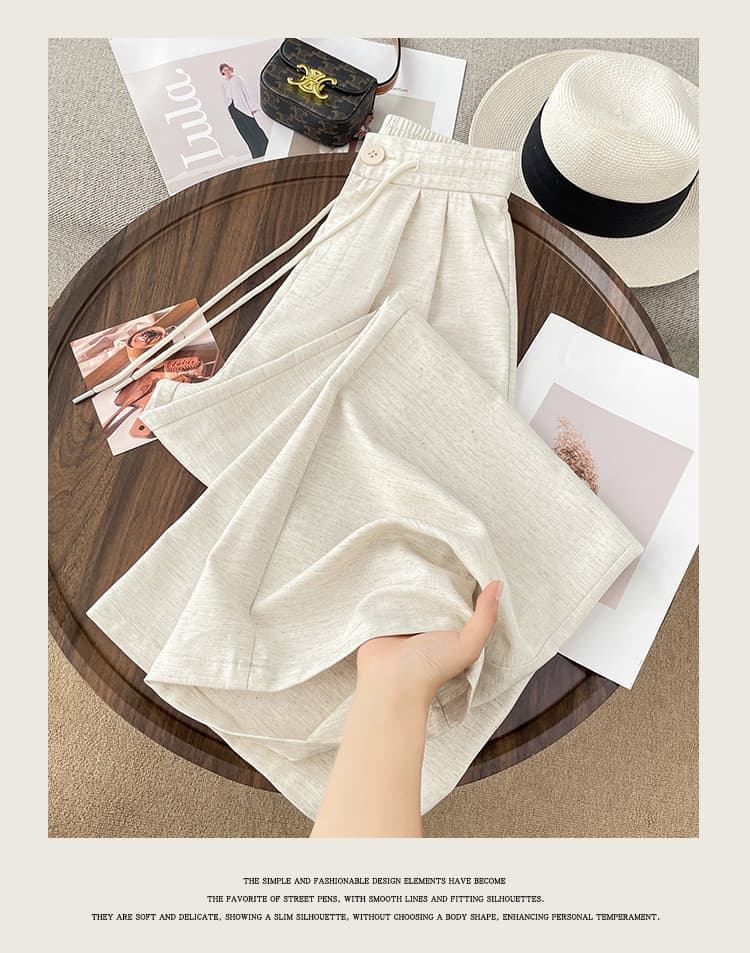 화이트 주간 실크 아마 와이드 레깅스 바지 여름 얇은 스타일 헤링본 곡물 통기성 면 린넨 캐주얼 바지 오래된 돈 도루 센스 스트레이트 팬츠 상세 이미지 11