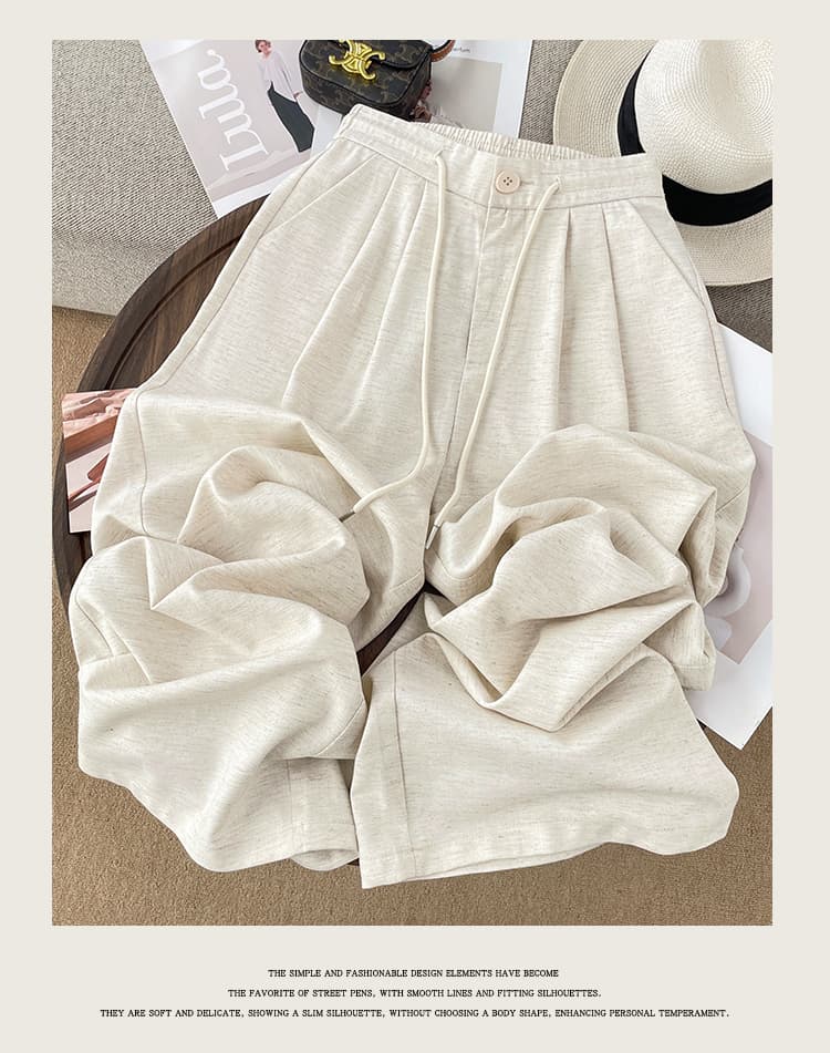 화이트 주간 실크 아마 와이드 레깅스 바지 여름 얇은 스타일 헤링본 곡물 통기성 면 린넨 캐주얼 바지 오래된 돈 도루 센스 스트레이트 팬츠 상세 이미지 12