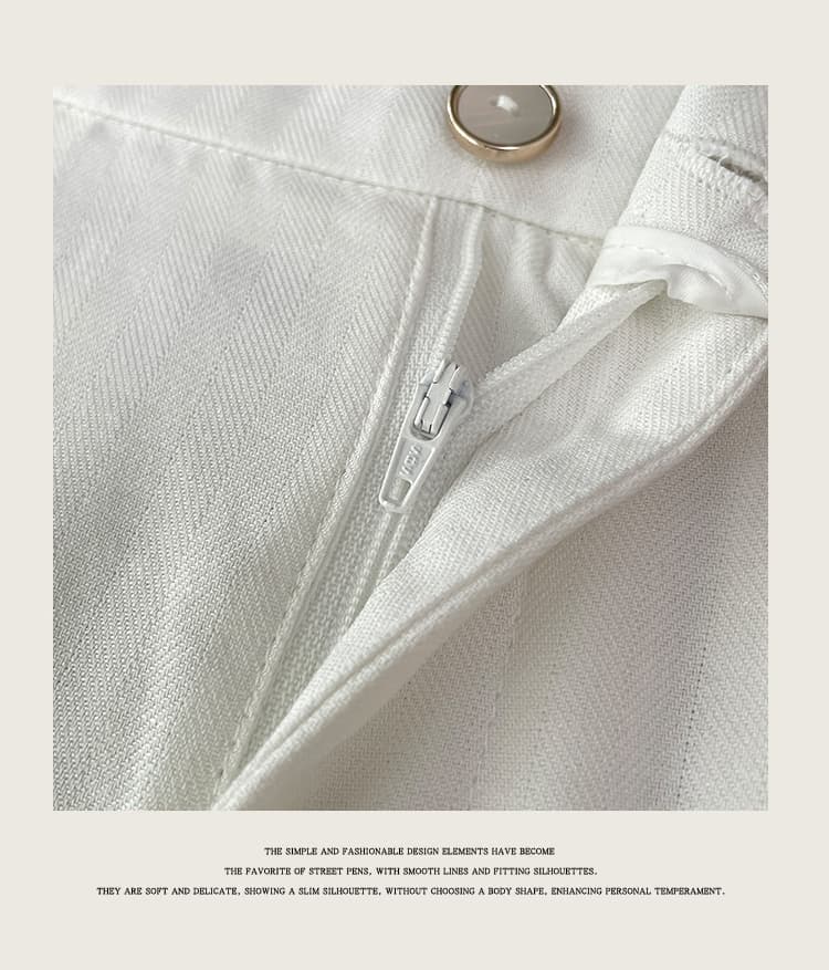 화이트 아마 주간 실크 하이웨이스트 넓은 다리 스트레이트 바지 세트 여성 여름 새로운 오래된 돈 바람 정장 캐주얼 바지 상세 이미지 22