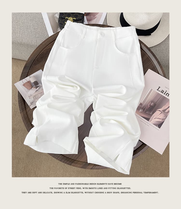 자외선 차단 와이드 레깅스 바지 화이트 얇은 바지 2026 새로운 얼음 실크 차가운 바지 여름 정장 바지 검정색 스트레이트 팬츠 상세 이미지 13