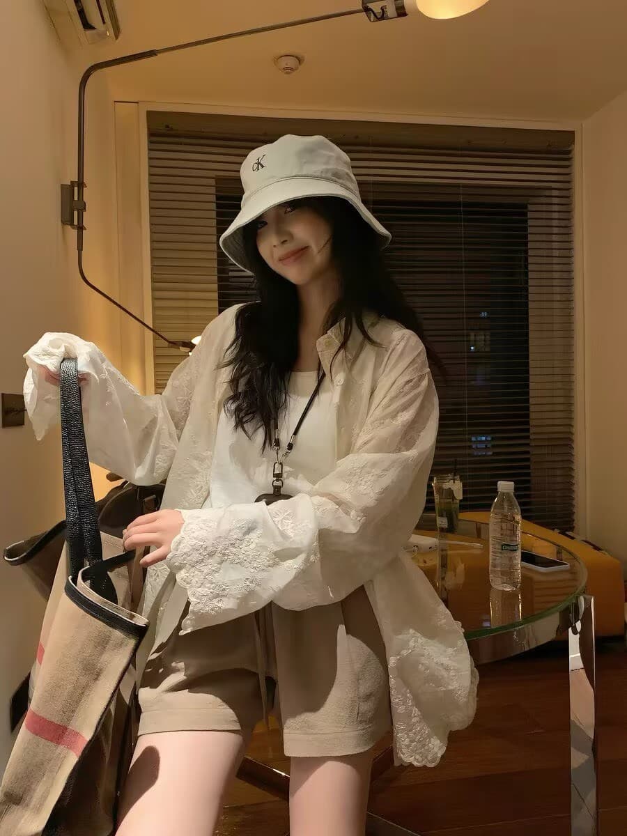 자카드 셔츠 2026 가을 새로운 얇은 스타일 법 마이크로 ~을 통해 작은 대중 심장 기계 디자인 셔츠 여성 코트 상세 이미지 4