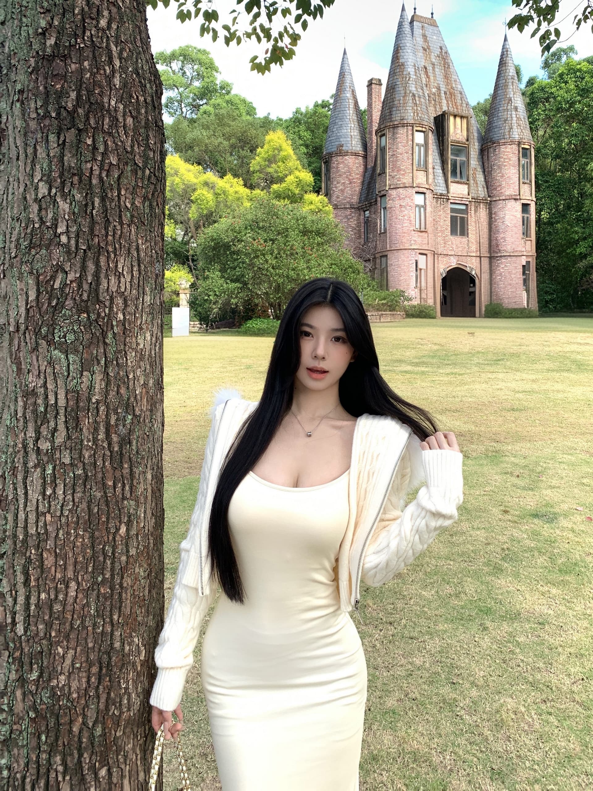 실사 정가 가을 겨울 후드 모피 칼라 스웨터 몸매 가꾸기 긴팔 지퍼 재킷 몸매 가꾸기 슬립 드레스 상세 이미지 9