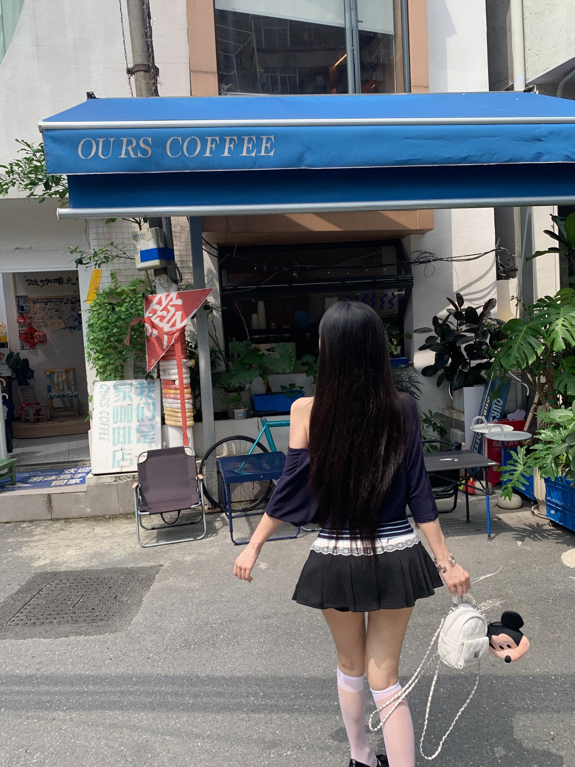 실사 정가 해군 루즈핏 V넥 블라우스 u 칼라 몸매 가꾸기 슬립 사실 두 조각 레이스 조각 반신 스커트 상세 이미지 10